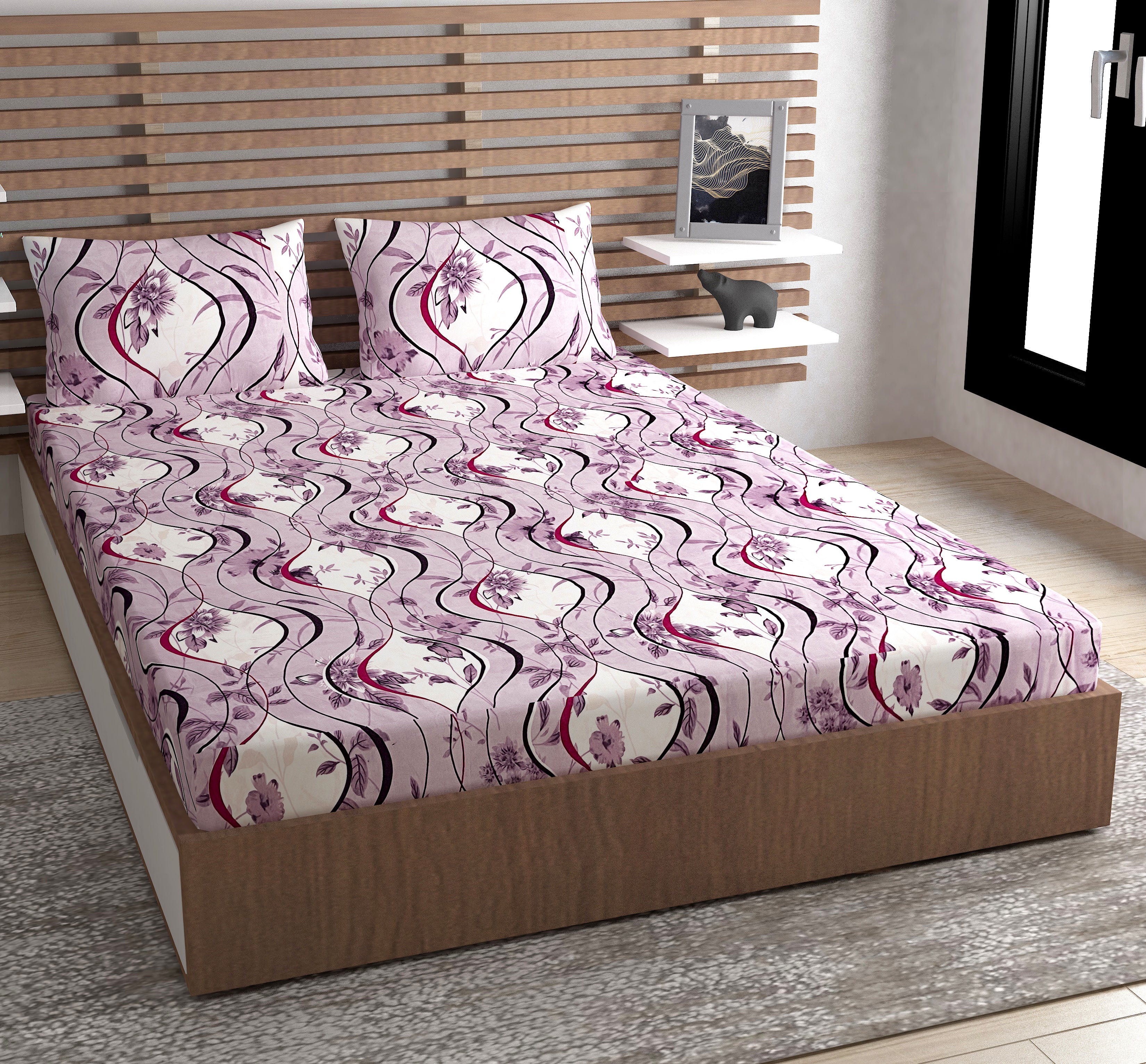 Europa- Waves in Lush Purple - 240 Tc King Fitted Bedsheet