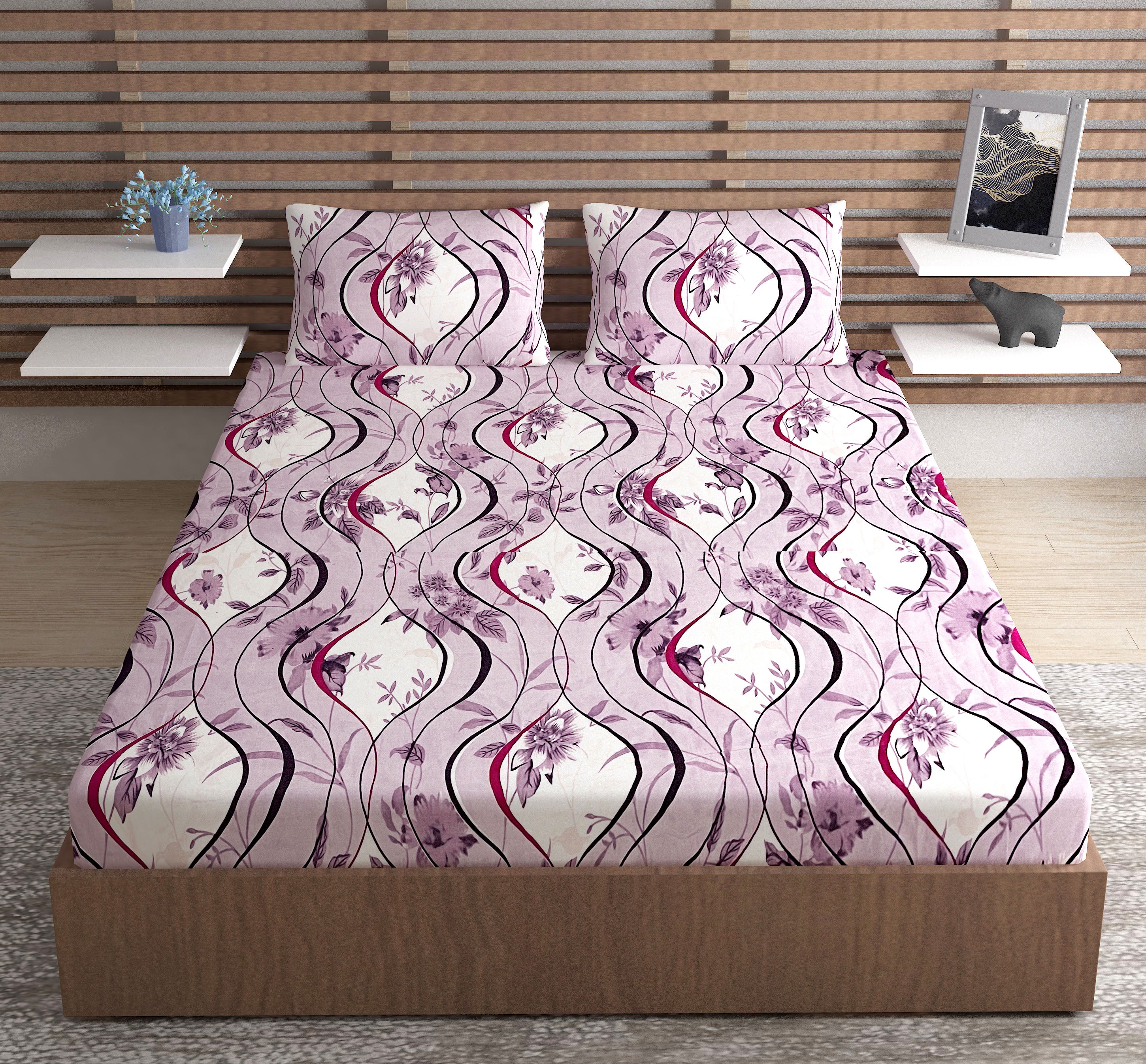 Europa- Waves in Lush Purple - 240 Tc King Fitted Bedsheet