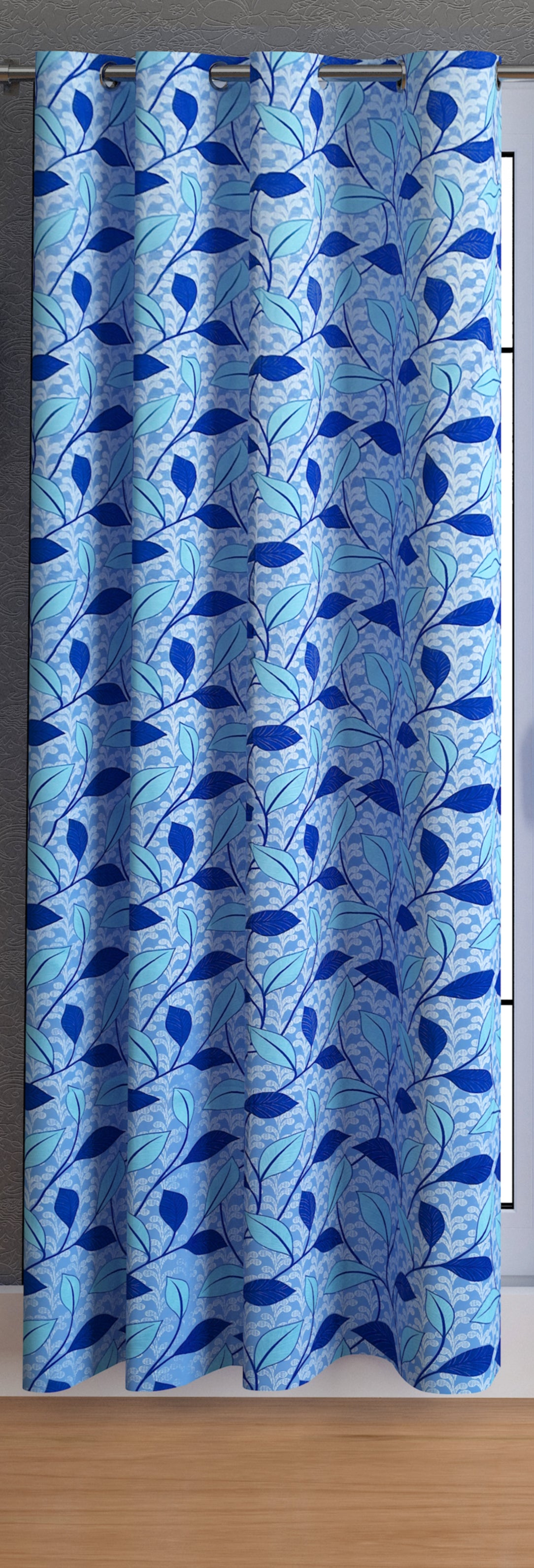 Lunar Days Full Moon Eyelet Curtain Ivy Print in Sky Blue