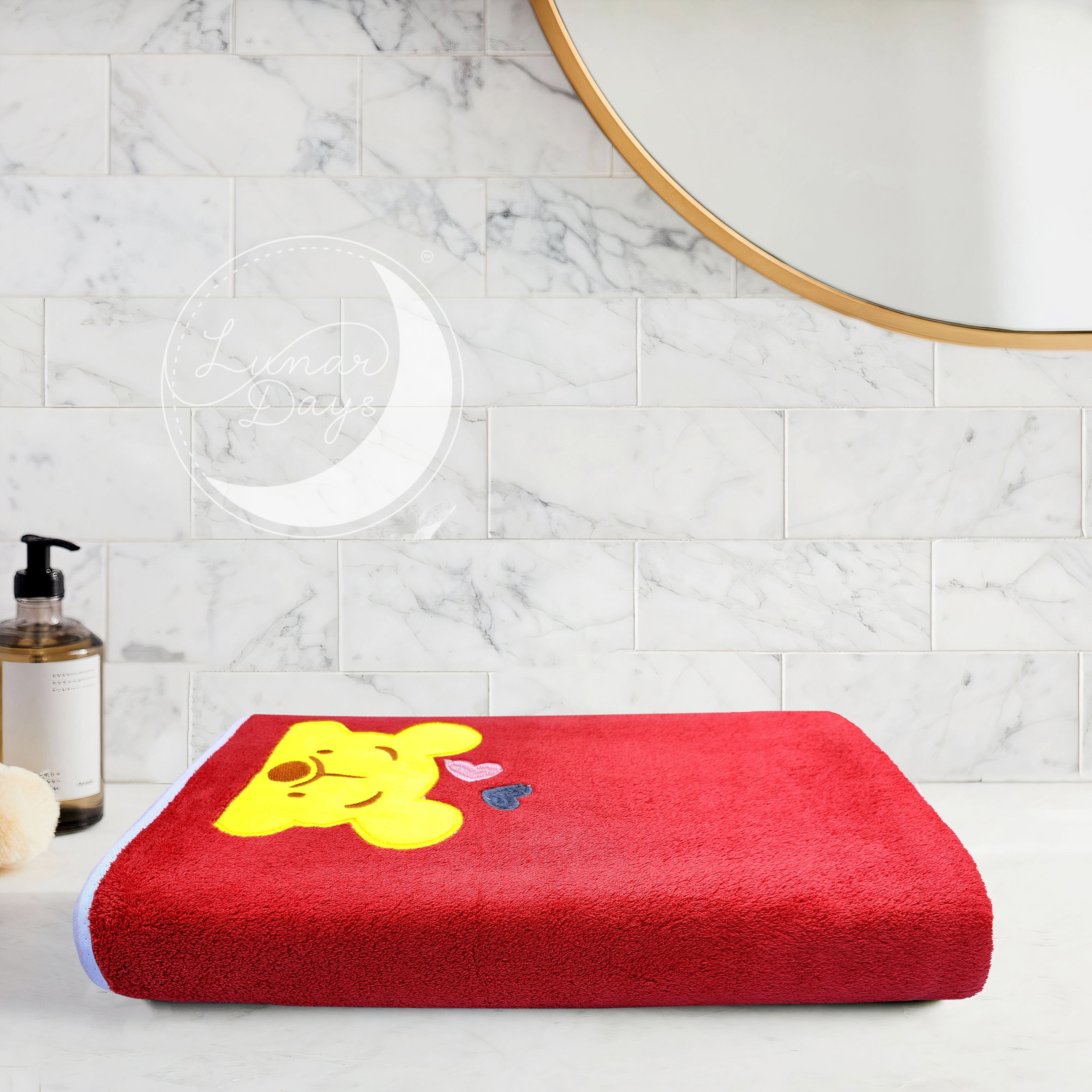 Lunar Days 350 GSM Microfiber Kids Bath Towel with Hanging Loop