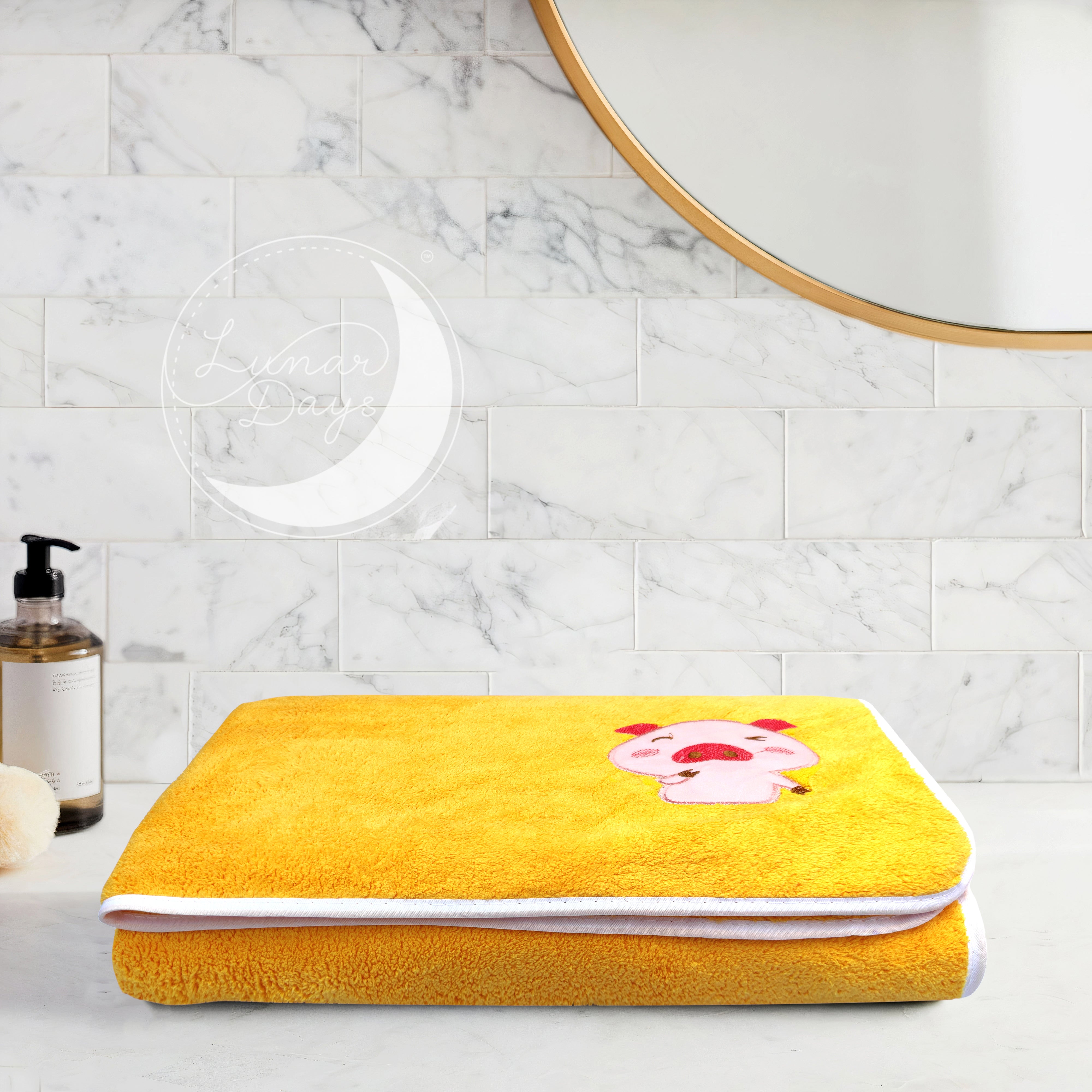Lunar Days 350 GSM Microfiber Kids Bath Towel with Hanging Loop
