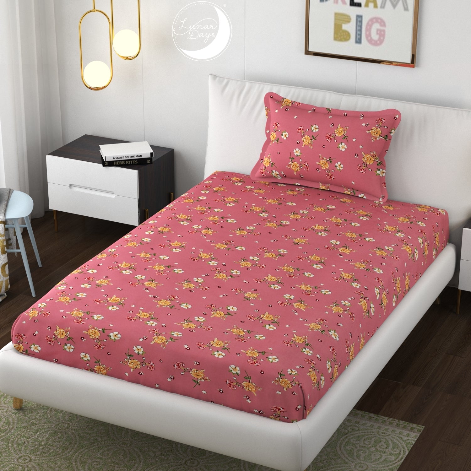 Lunar Days 200 TC Premium Microfiber Double Bedsheet with 2 Pillow Cover Breathable, Wrinkle Resistance, Durable & Fade Resistant