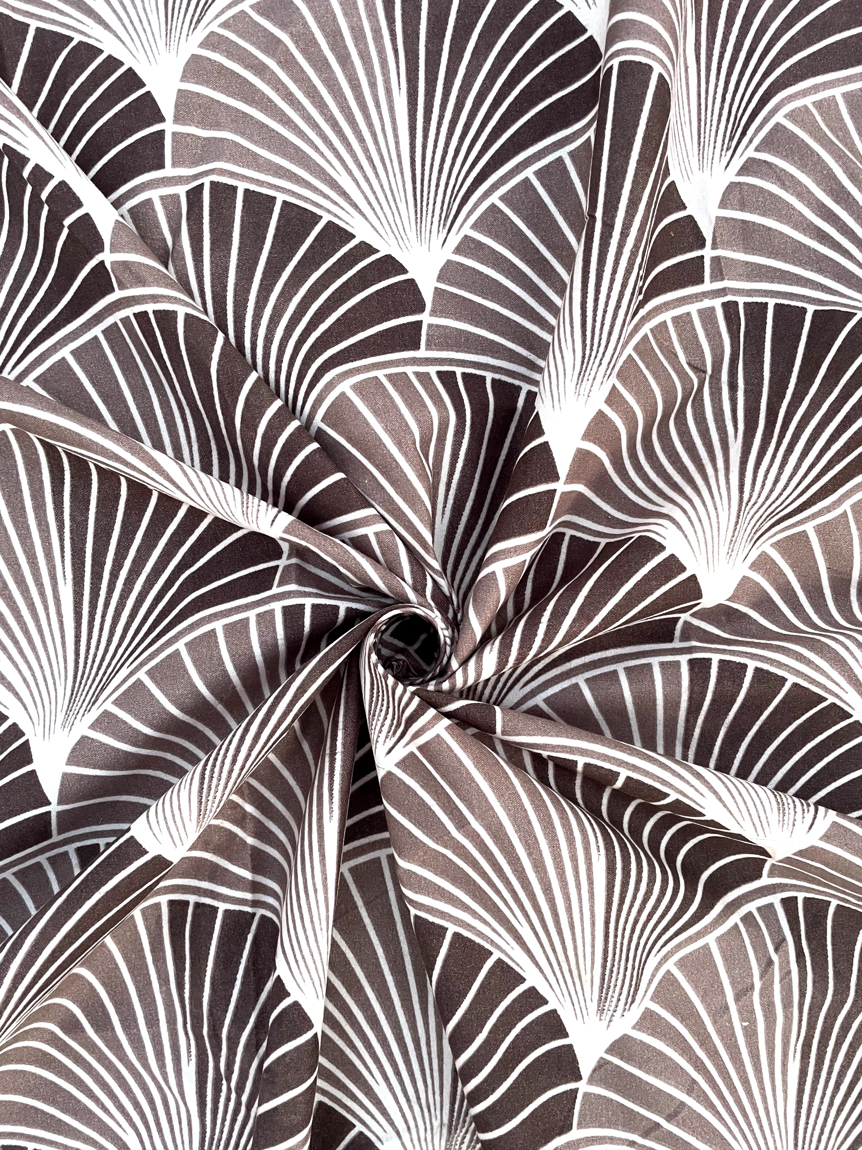 Europa - Oriental Fan in Beige Brown - 240 TC Printed Bedsheet