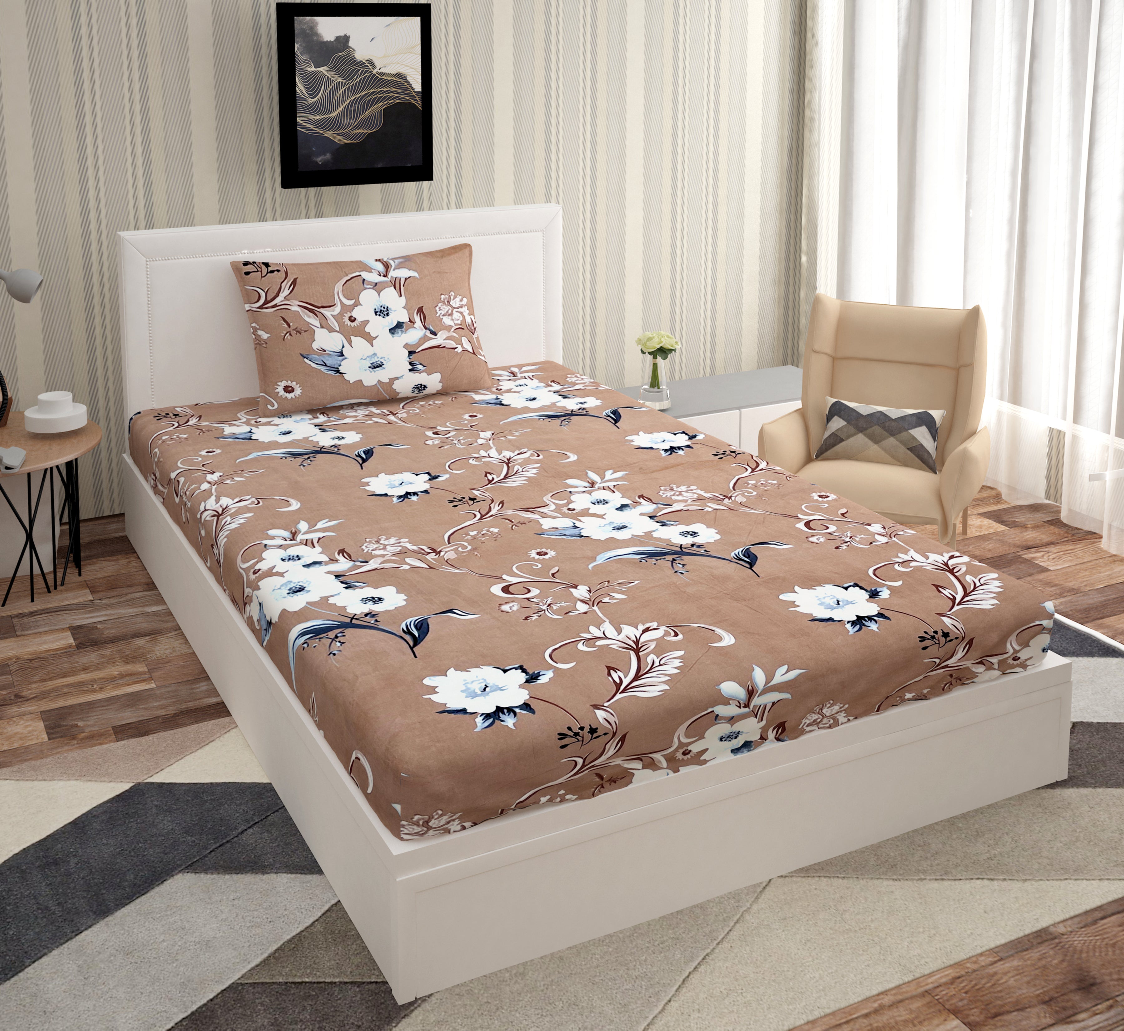 Europa - Florina in Fawn - 240 TC Printed Bedsheet