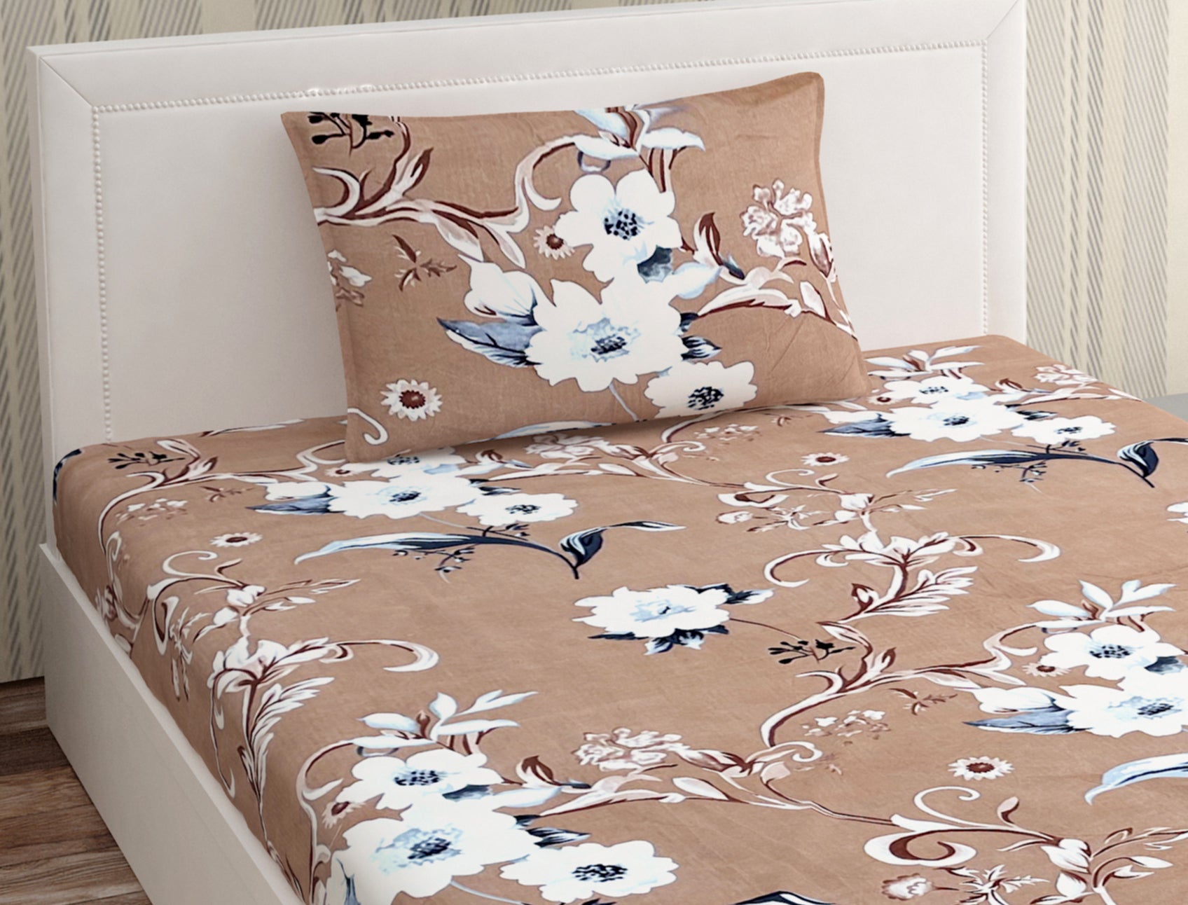 Europa - Florina in Fawn - 240 TC Printed Bedsheet
