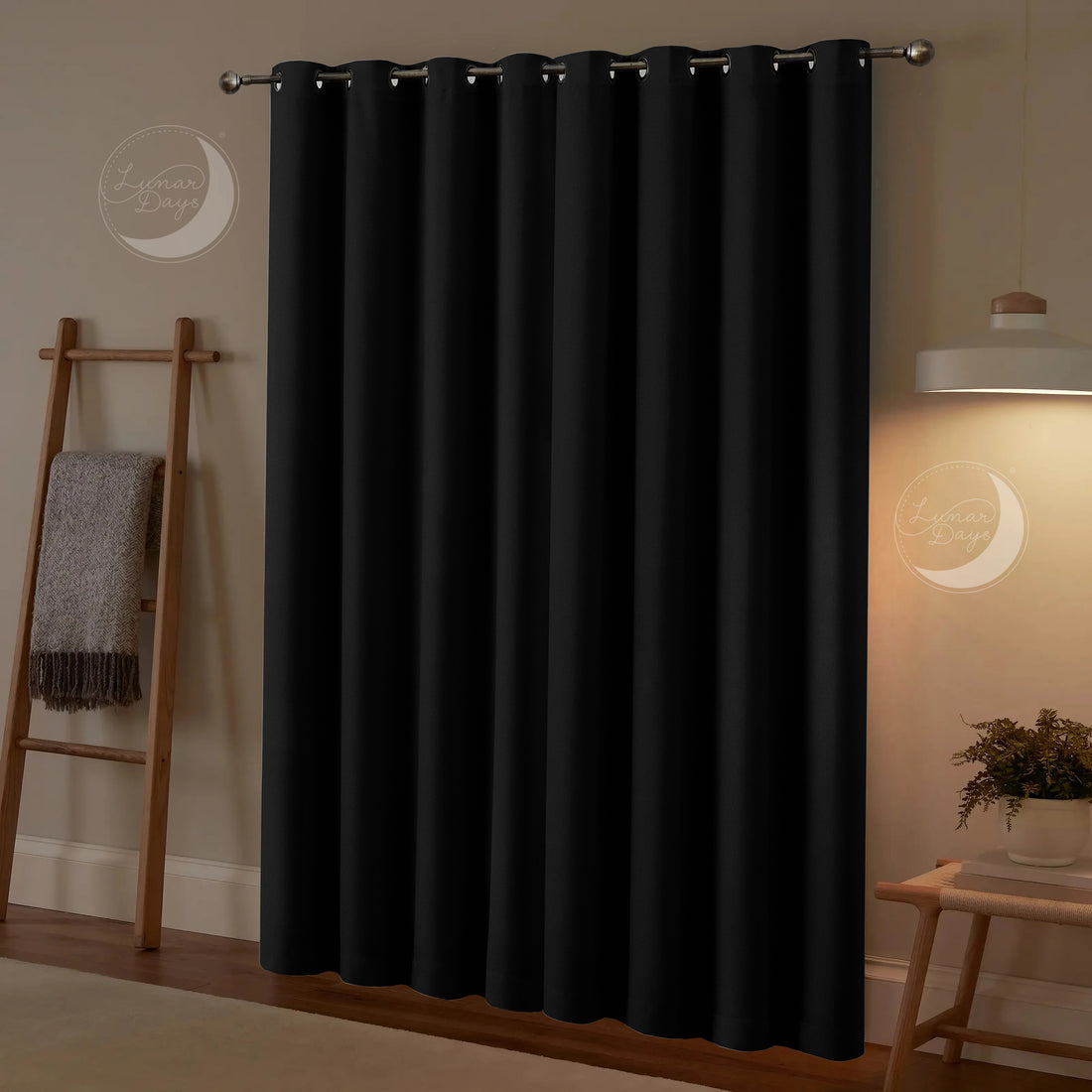 Lunar Days 100% Room Darkening Solid Blackout Curtains, Set of 2