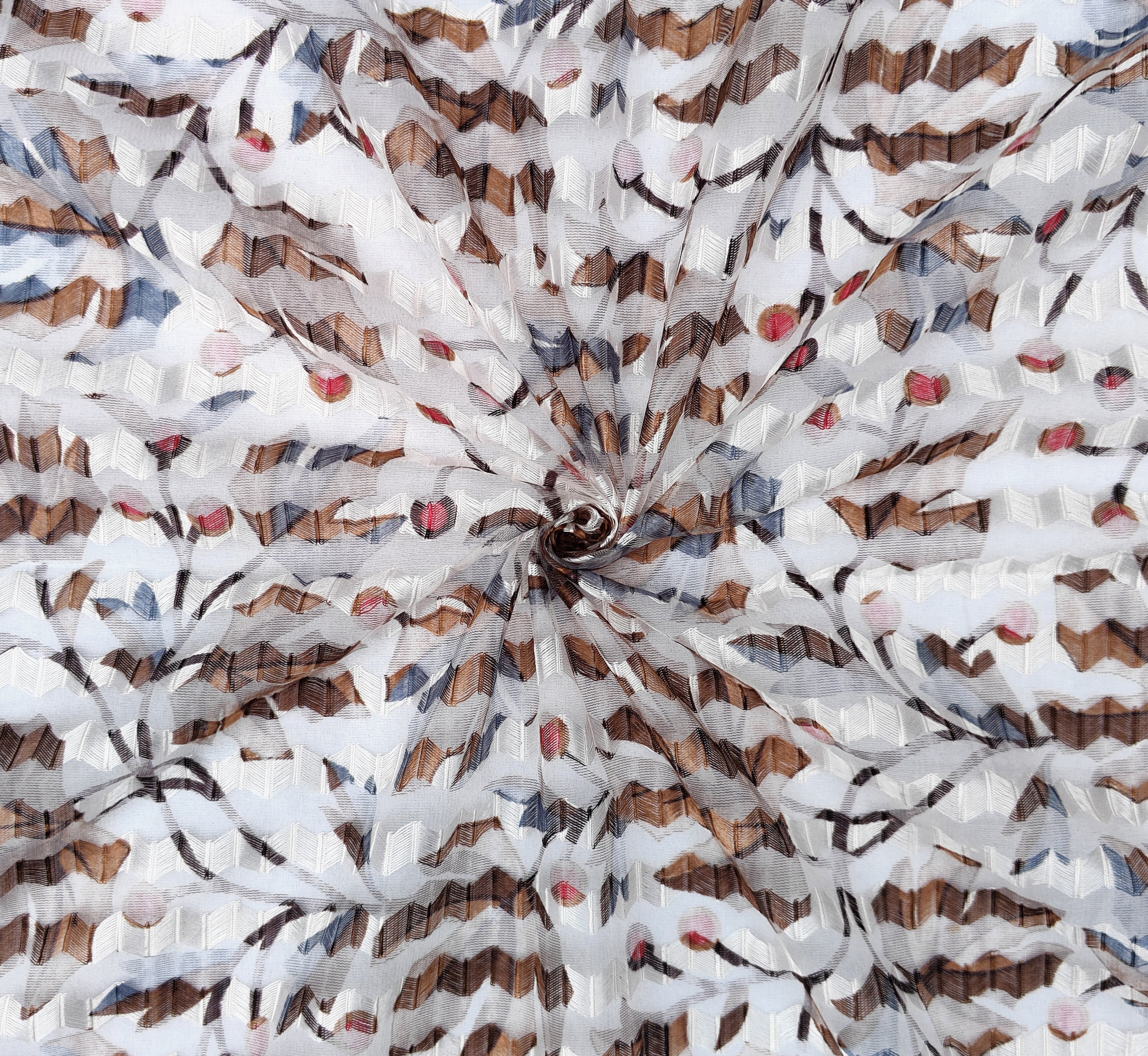 Lunar Days Semi Transparent Net Sheer Polyester Leaf Curtains