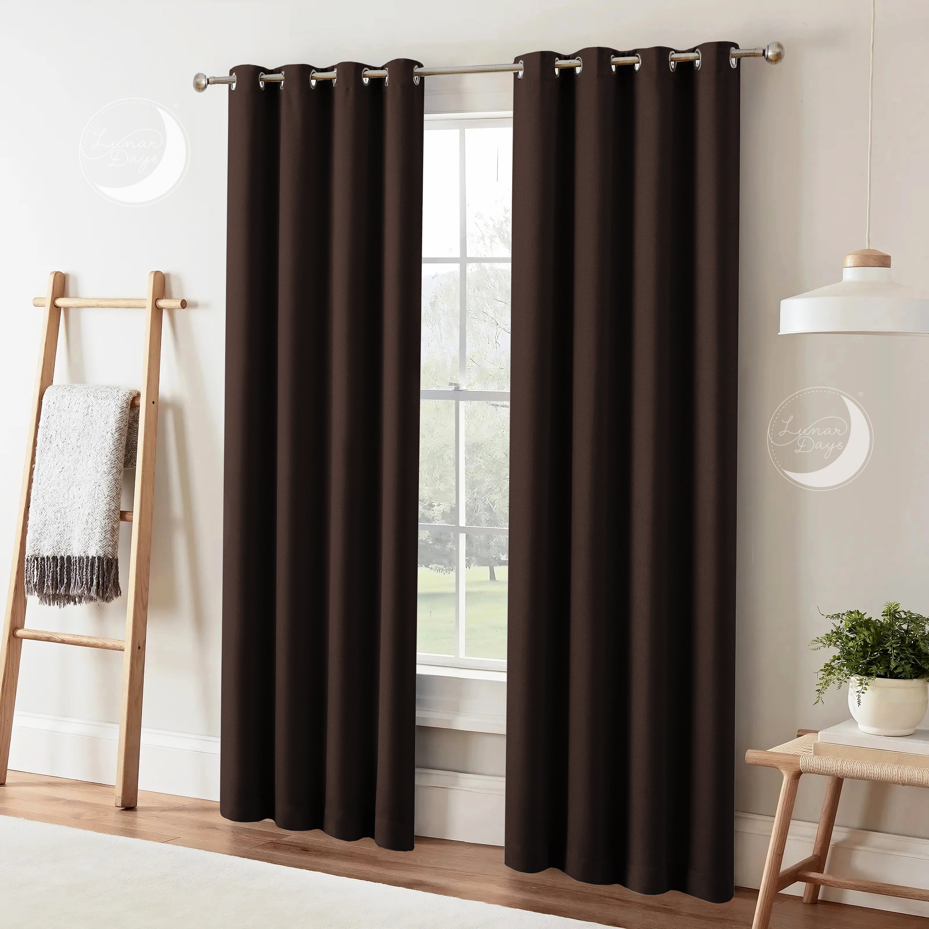 Lunar Days 100% Room Darkening Solid Blackout Curtains, Set of 2