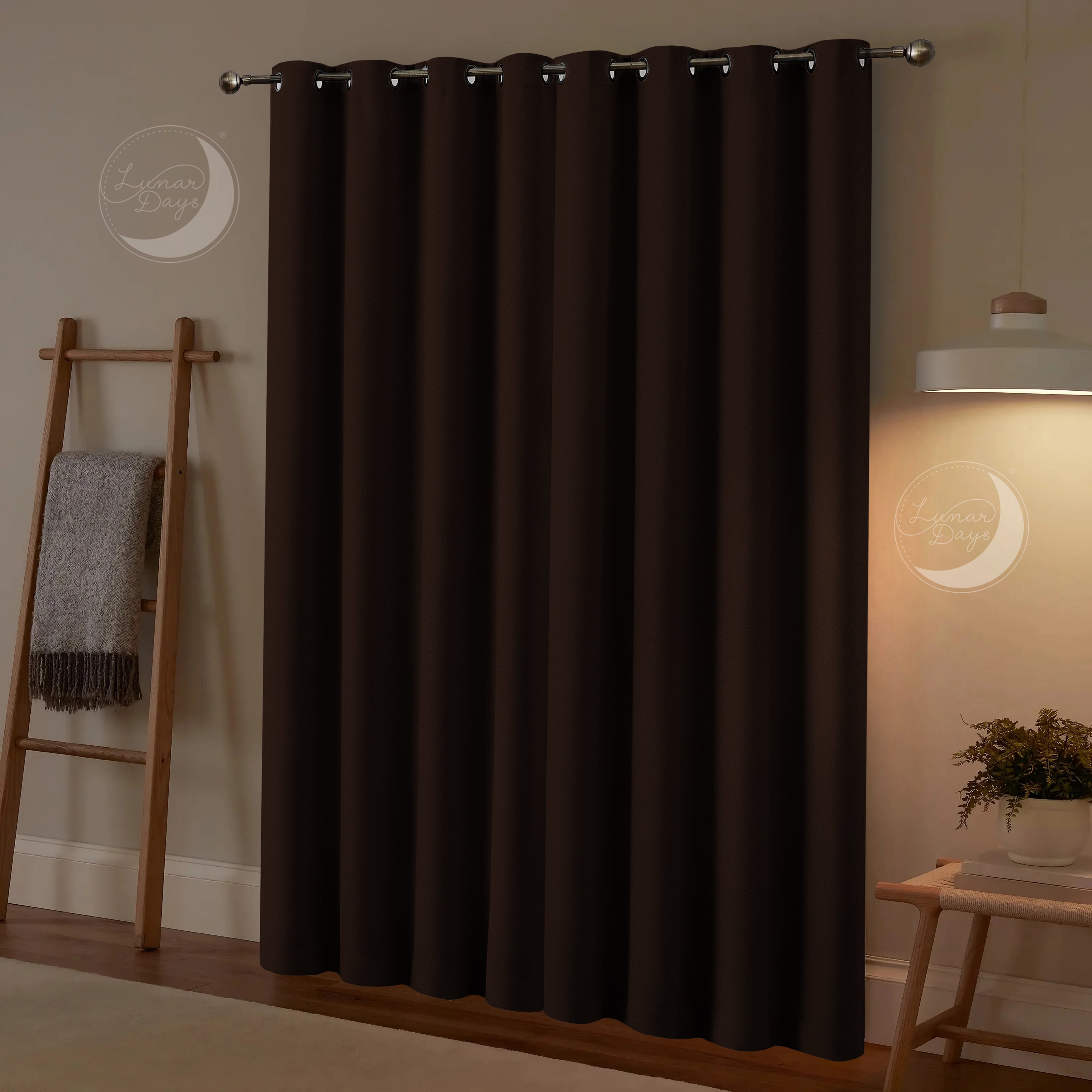 Lunar Days 100% Room Darkening Solid Blackout Curtains, Set of 2