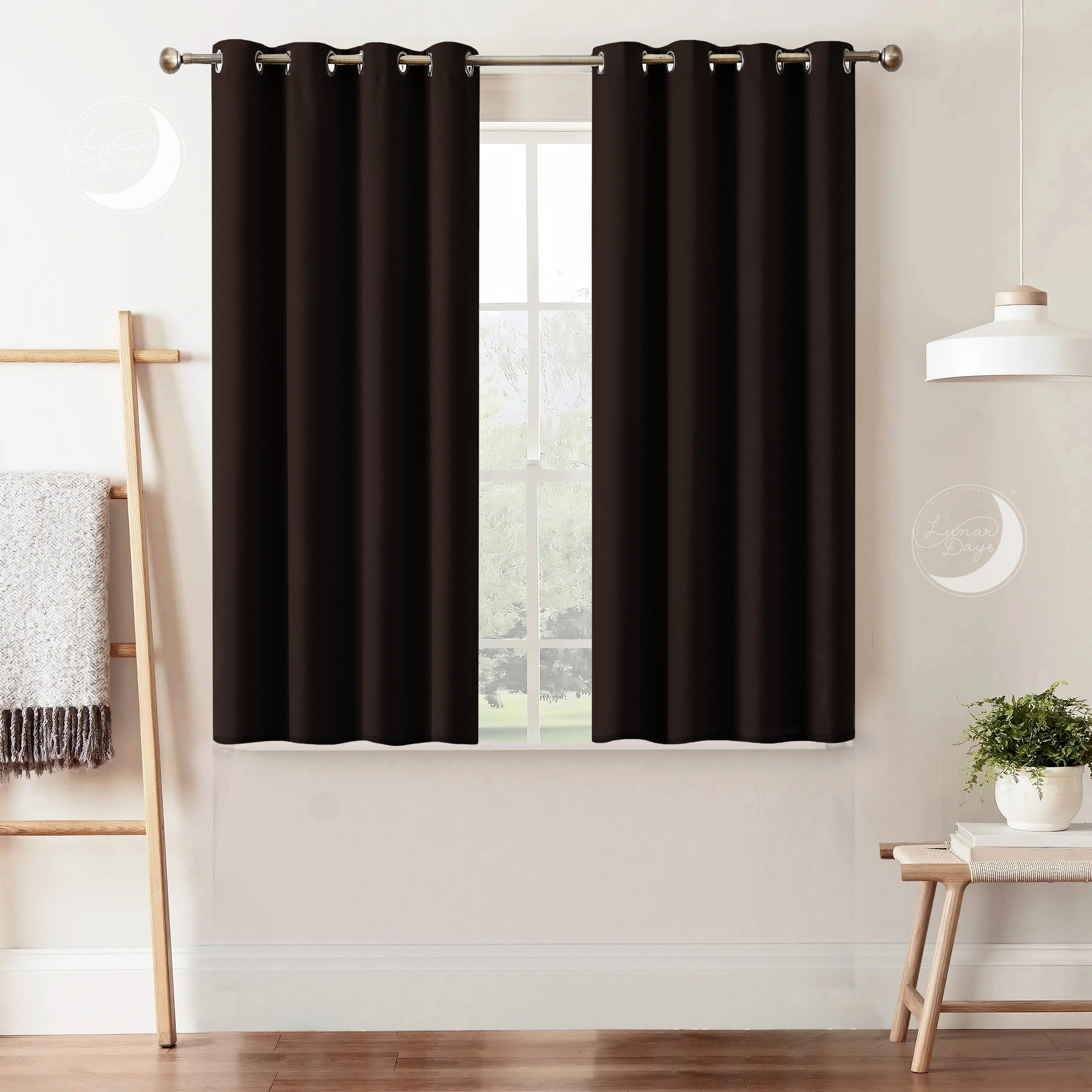 Lunar Days 100% Room Darkening Solid Blackout Curtains, Set of 2