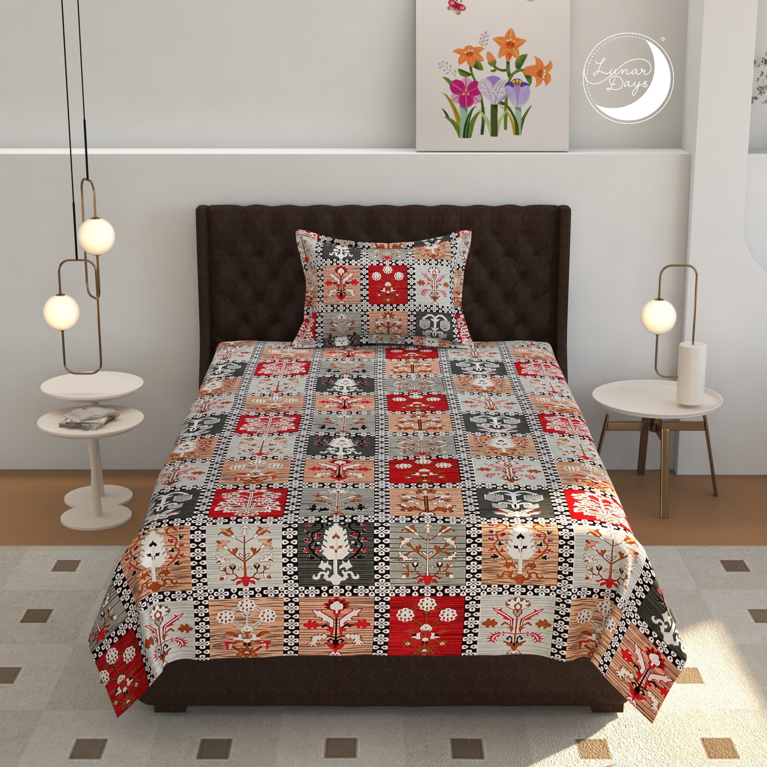 Lunar Days 200 TC Premium Microfiber Double Bedsheet with 2 Pillow Cover Breathable, Wrinkle Resistance, Durable & Fade Resistant