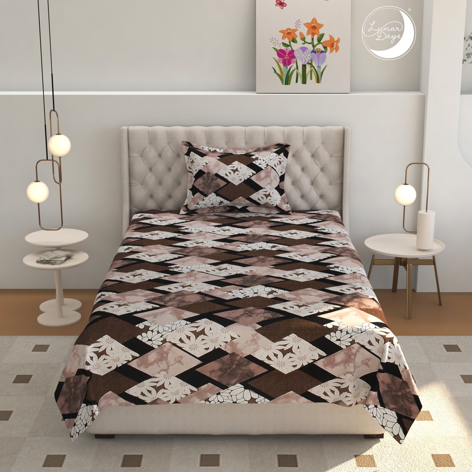 Lunar Days 200 TC Premium Microfiber Double Bedsheet with 2 Pillow Cover Breathable, Wrinkle Resistance, Durable & Fade Resistant