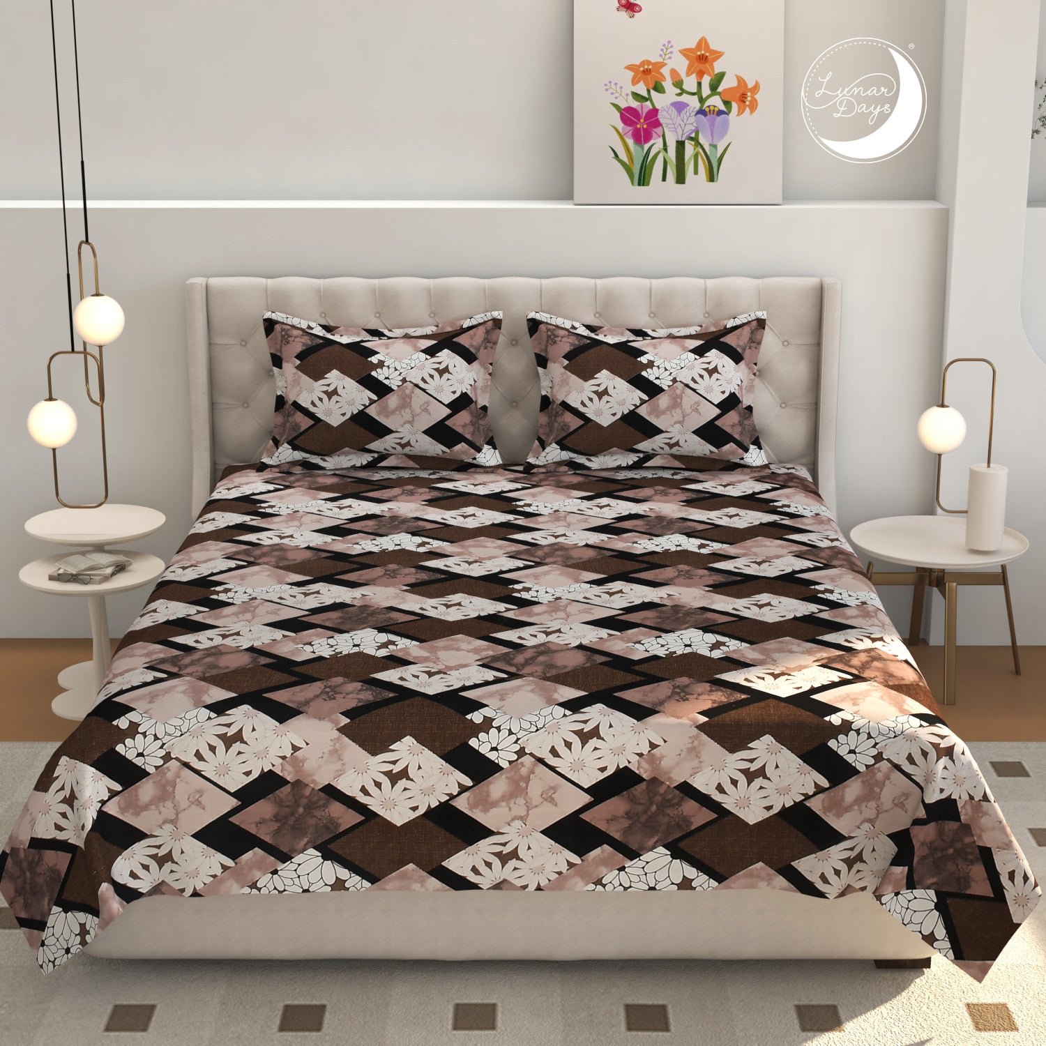 Lunar Days 200 TC Premium Microfiber Double Bedsheet with 2 Pillow Cover Breathable, Wrinkle Resistance, Durable & Fade Resistant