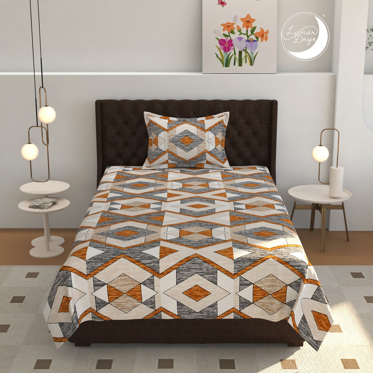 Lunar Days 200 TC Premium Microfiber Double Bedsheet with 2 Pillow Cover Breathable, Wrinkle Resistance, Durable & Fade Resistant