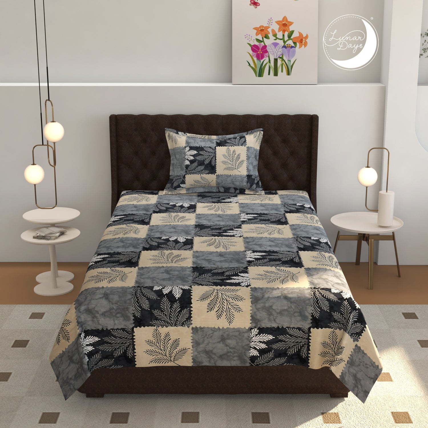 Lunar Days 200 TC Premium Microfiber Double Bedsheet with 2 Pillow Cover Breathable, Wrinkle Resistance, Durable & Fade Resistant