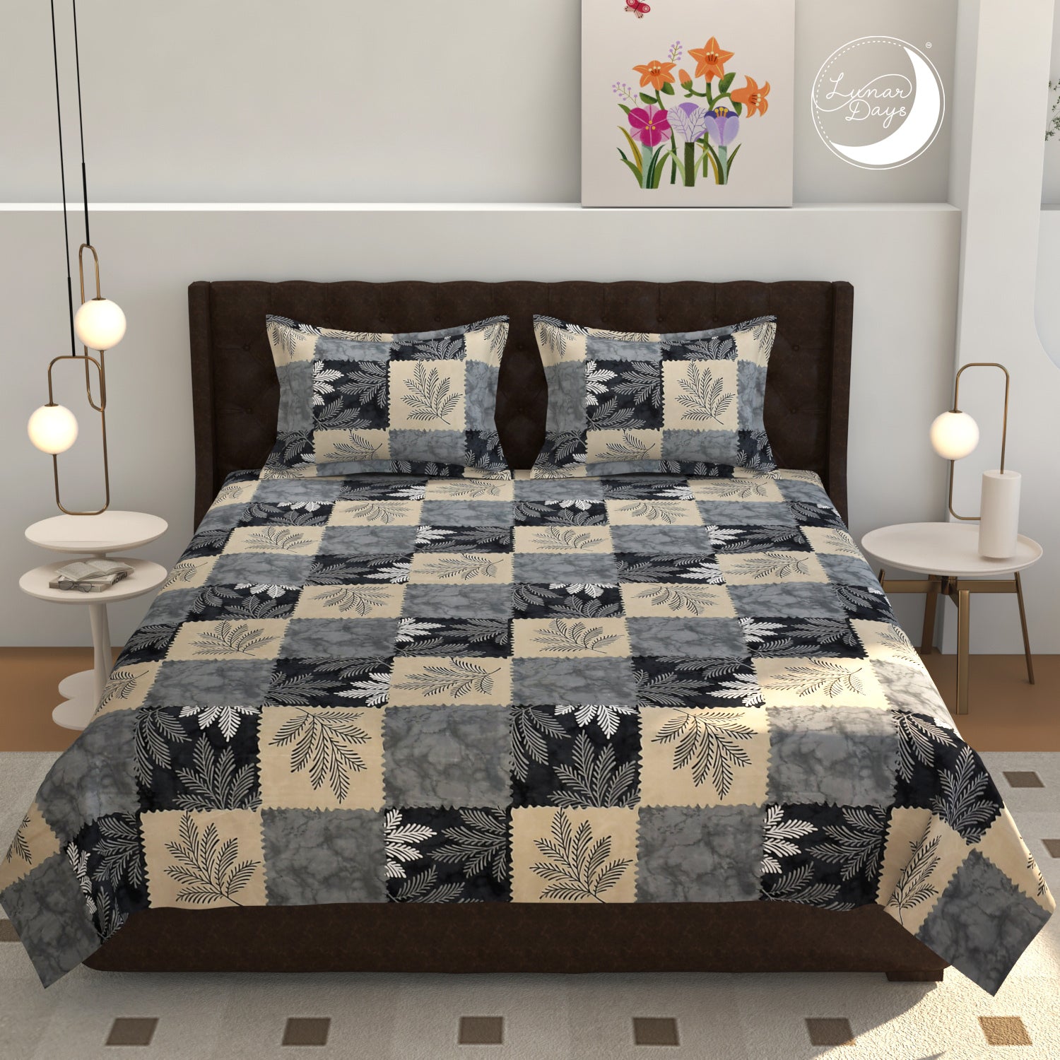 Lunar Days 200 TC Premium Microfiber Double Bedsheet with 2 Pillow Cover Breathable, Wrinkle Resistance, Durable & Fade Resistant