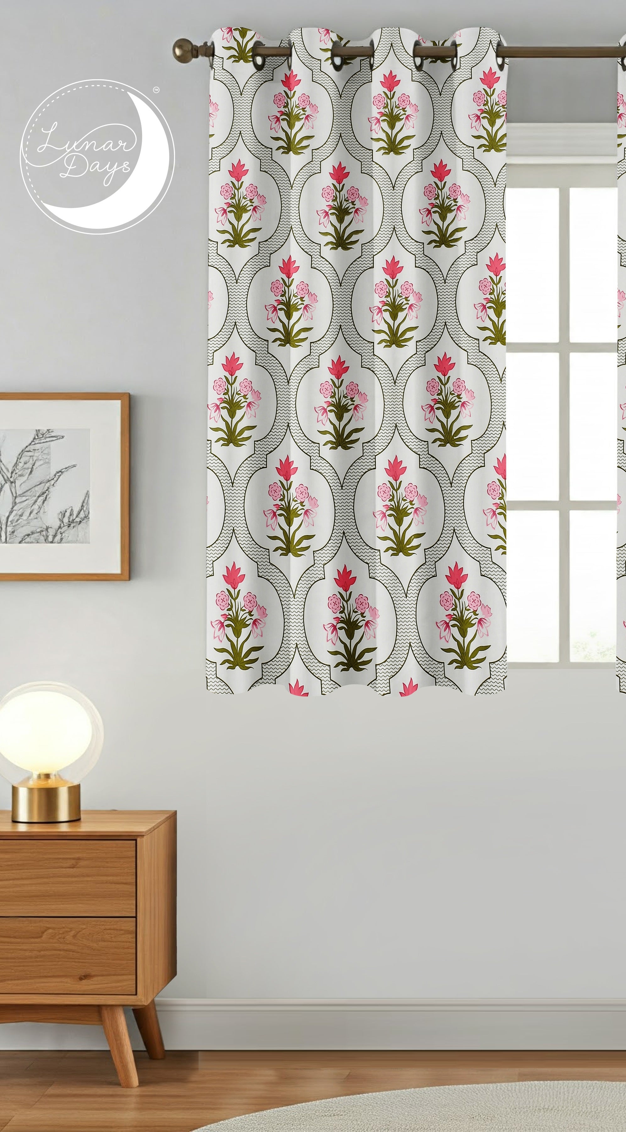 Lunar Days Polyester Semi Sheer Door/Window Curtain for Living Room, Bedroom, Office (Size- 7 Feet)