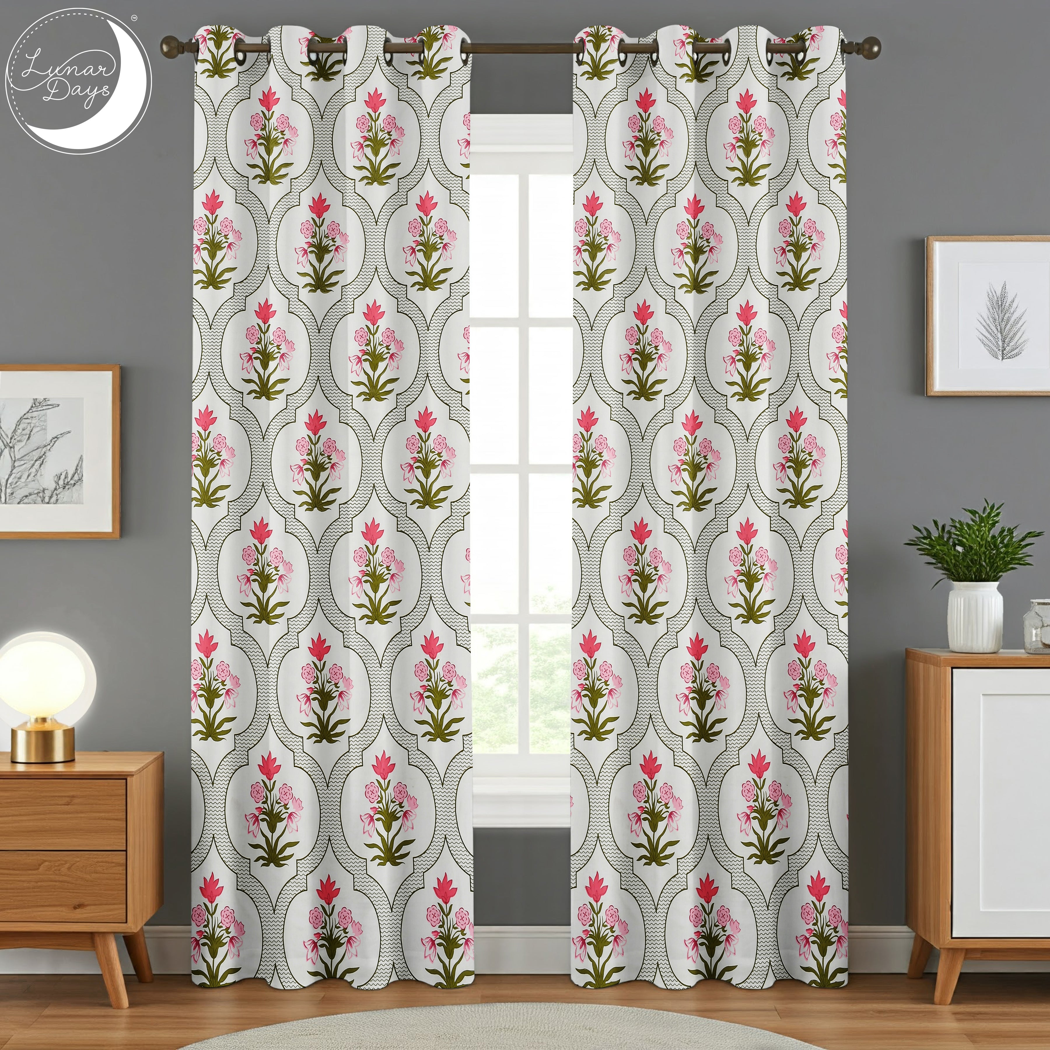 Lunar Days Polyester Semi Sheer Door/Window Curtain for Living Room, Bedroom, Office (Size- 7 Feet)