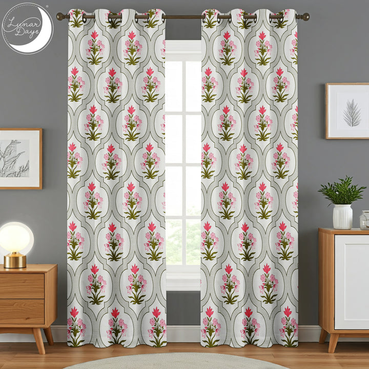 Lunar Days Polyester Semi Sheer Door/Window Curtain for Living Room, Bedroom, Office (Size- 7 Feet)