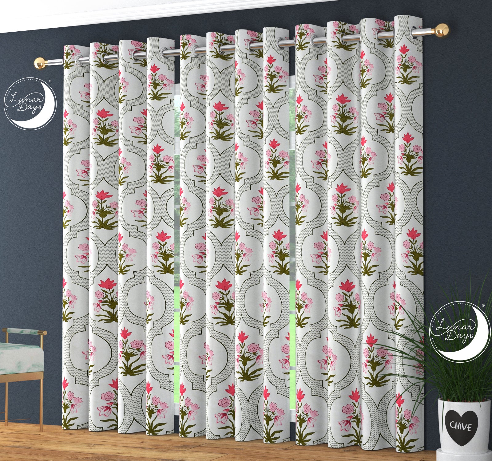 Lunar Days Polyester Semi Sheer Door/Window Curtain for Living Room, Bedroom, Office (Size- 7 Feet)