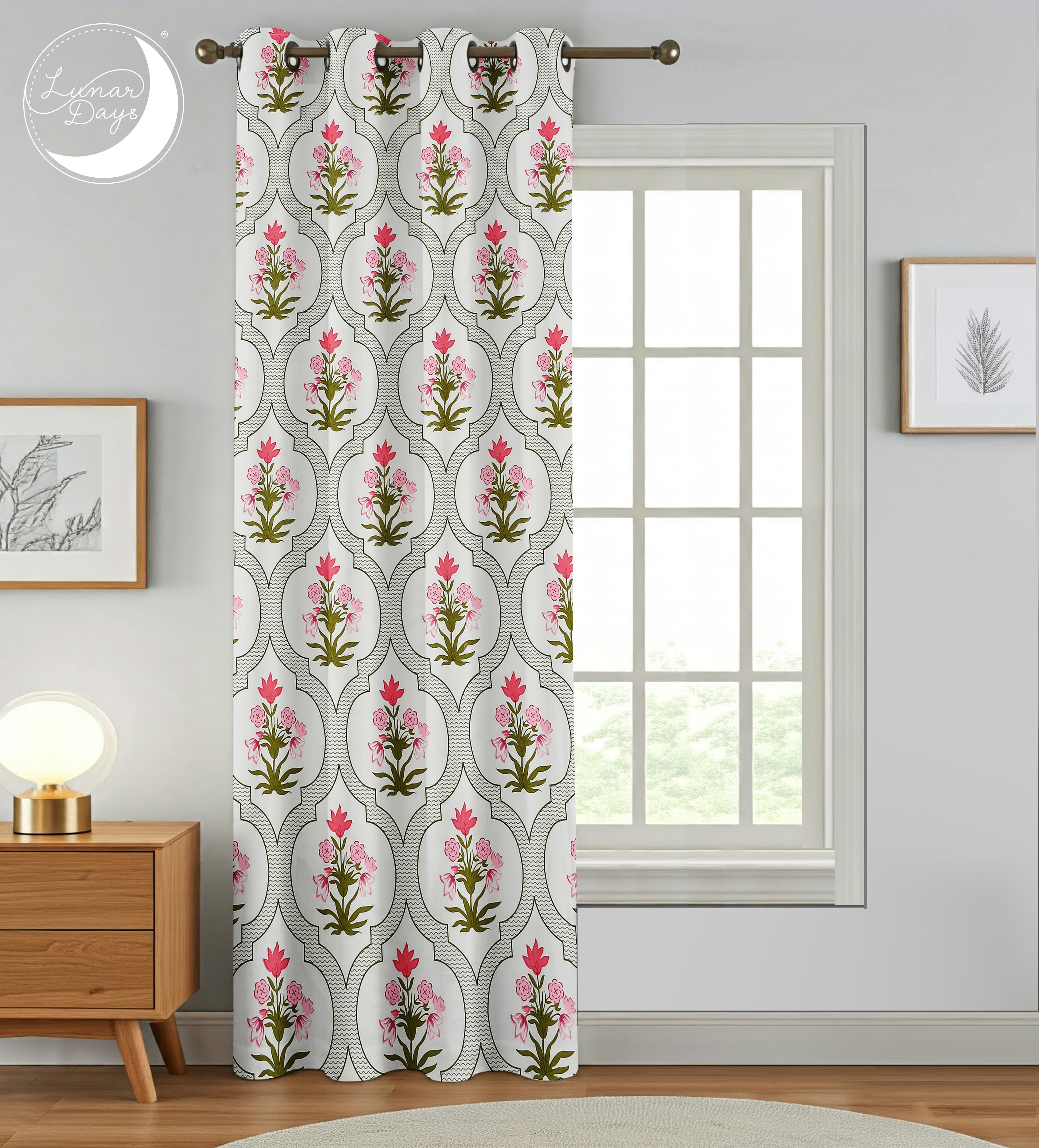 Lunar Days Polyester Semi Sheer Door/Window Curtain for Living Room, Bedroom, Office (Size- 7 Feet)