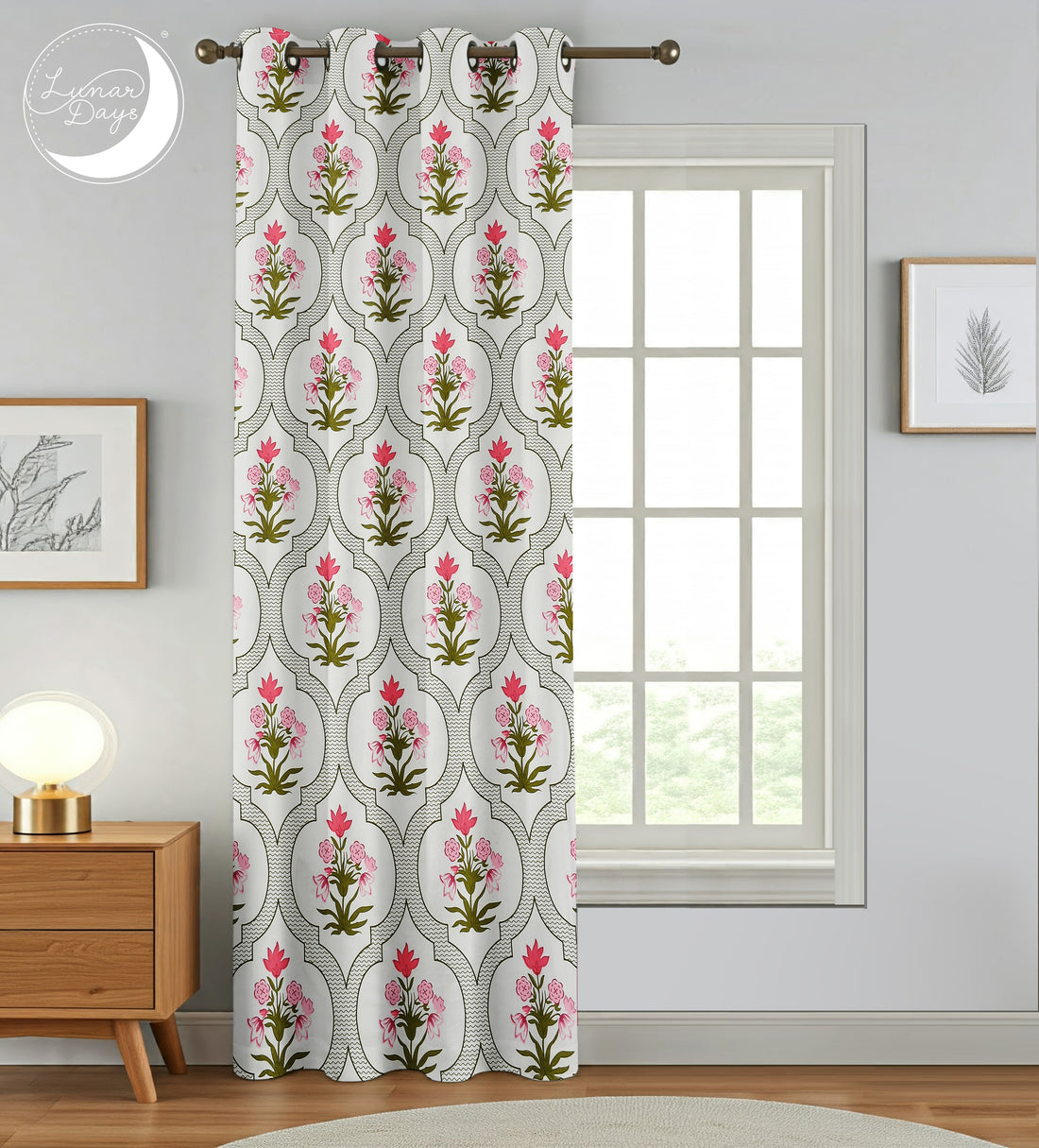 Lunar Days Polyester Semi Sheer Door/Window Curtain for Living Room, Bedroom, Office (Size- 7 Feet)