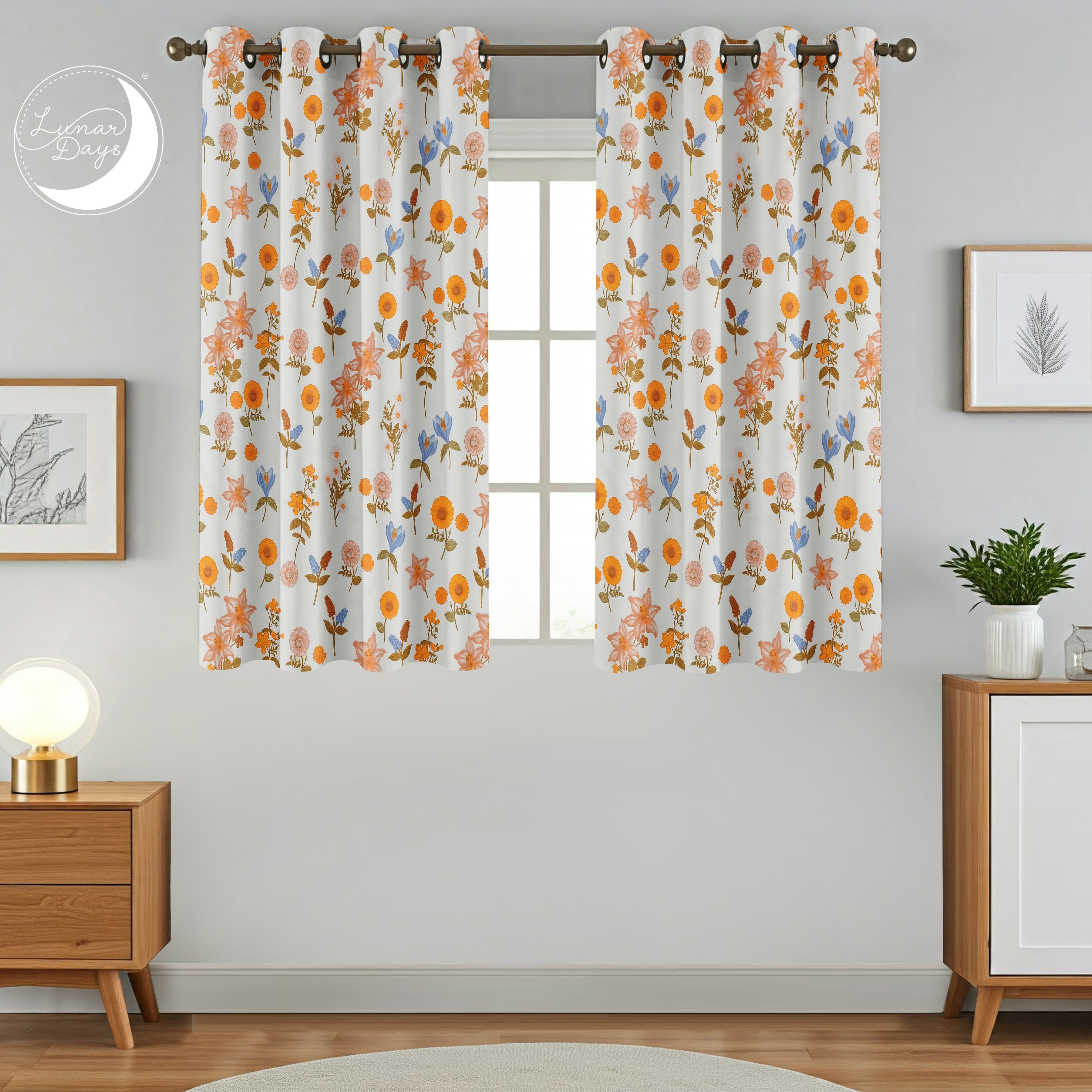 Lunar Days Polyester Semi Sheer Door/Window Curtain for Living Room, Bedroom, Office Pack of 2