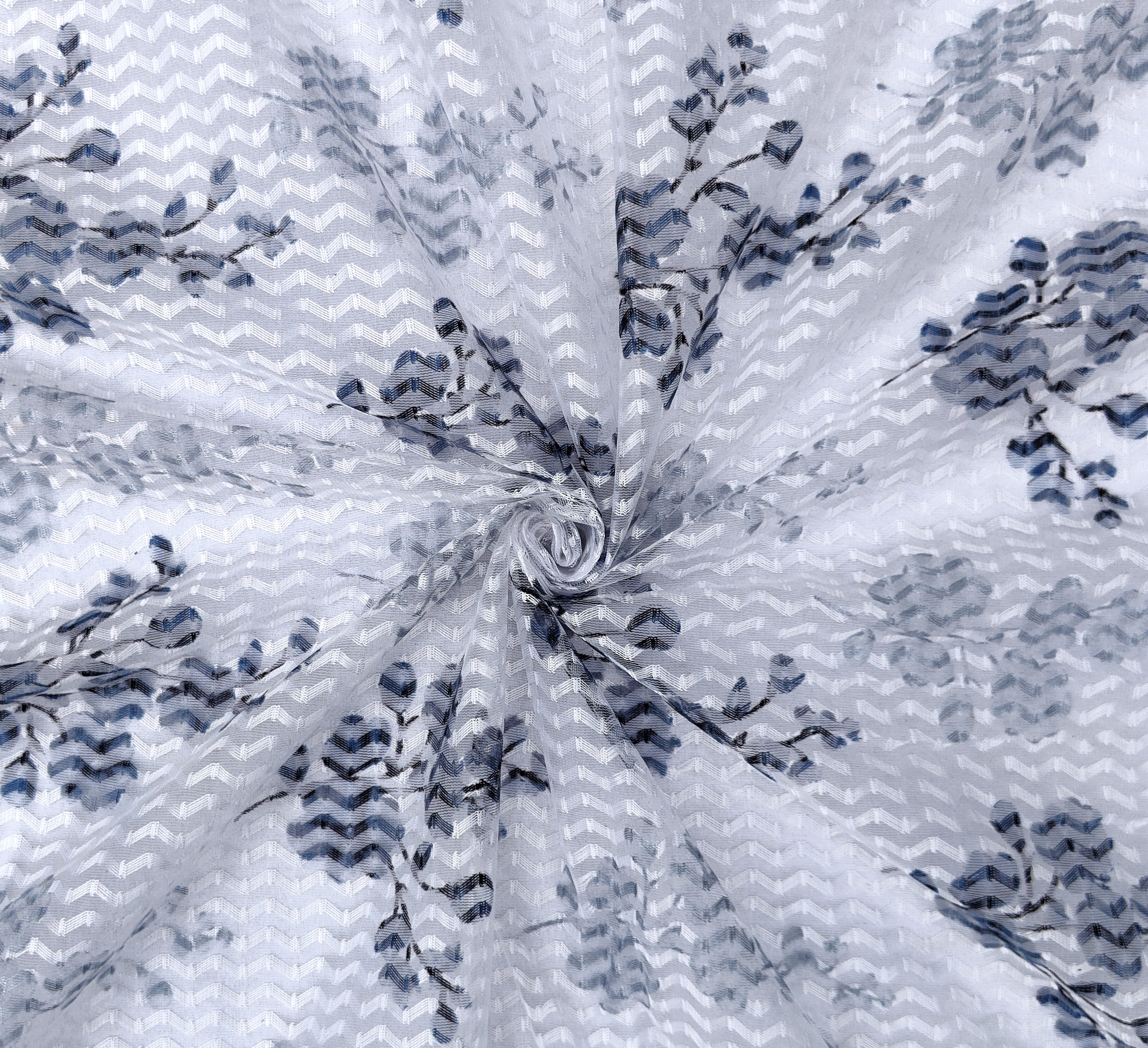 Lunar Days Semi Transparent Net Sheer Polyester Floral Curtains