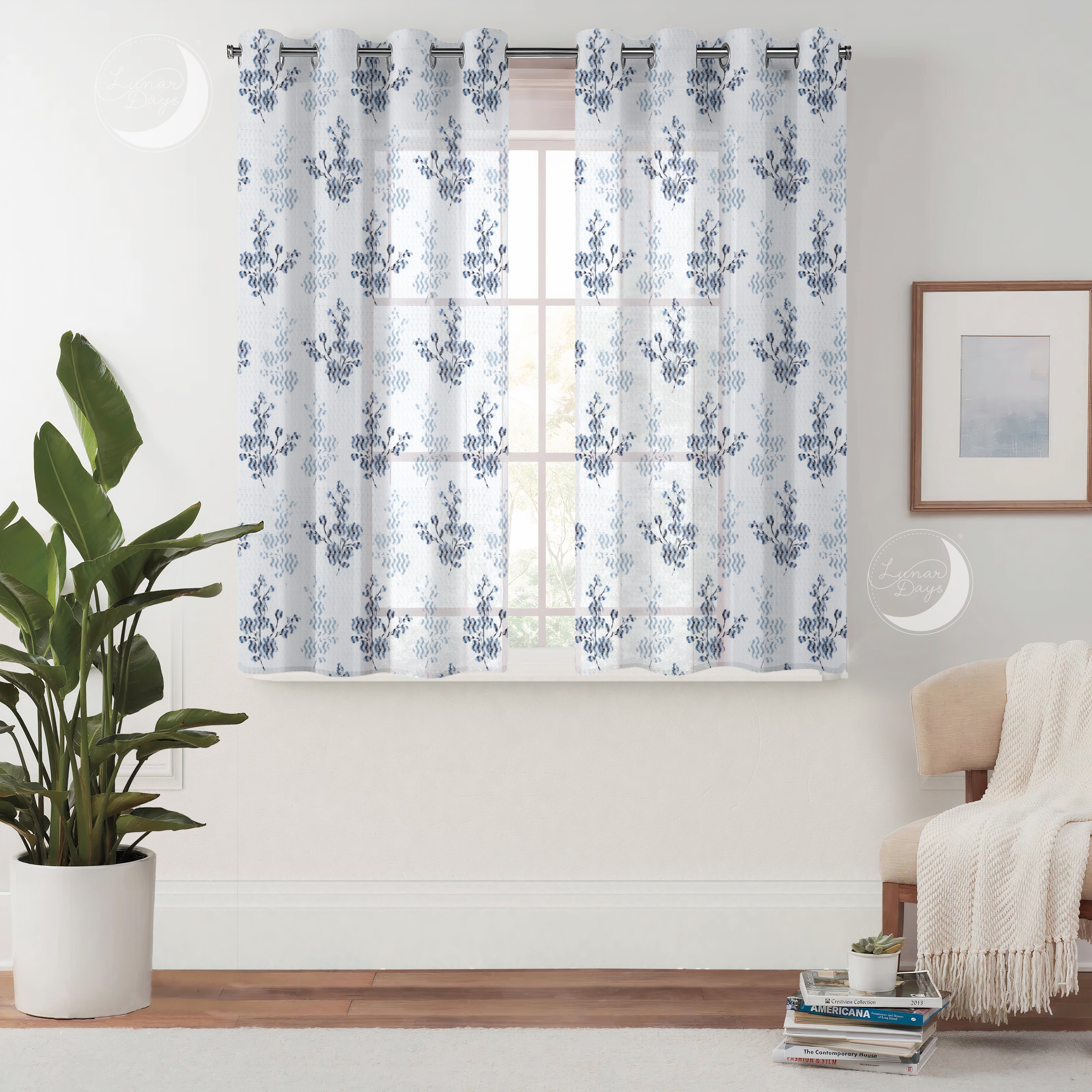 Lunar Days Semi Transparent Net Sheer Polyester Floral Curtains