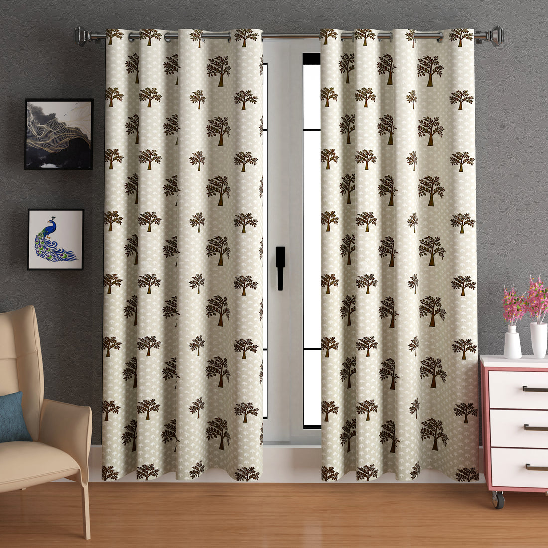 Lunar Days Full Moon Eyelet Curtain Tree Print