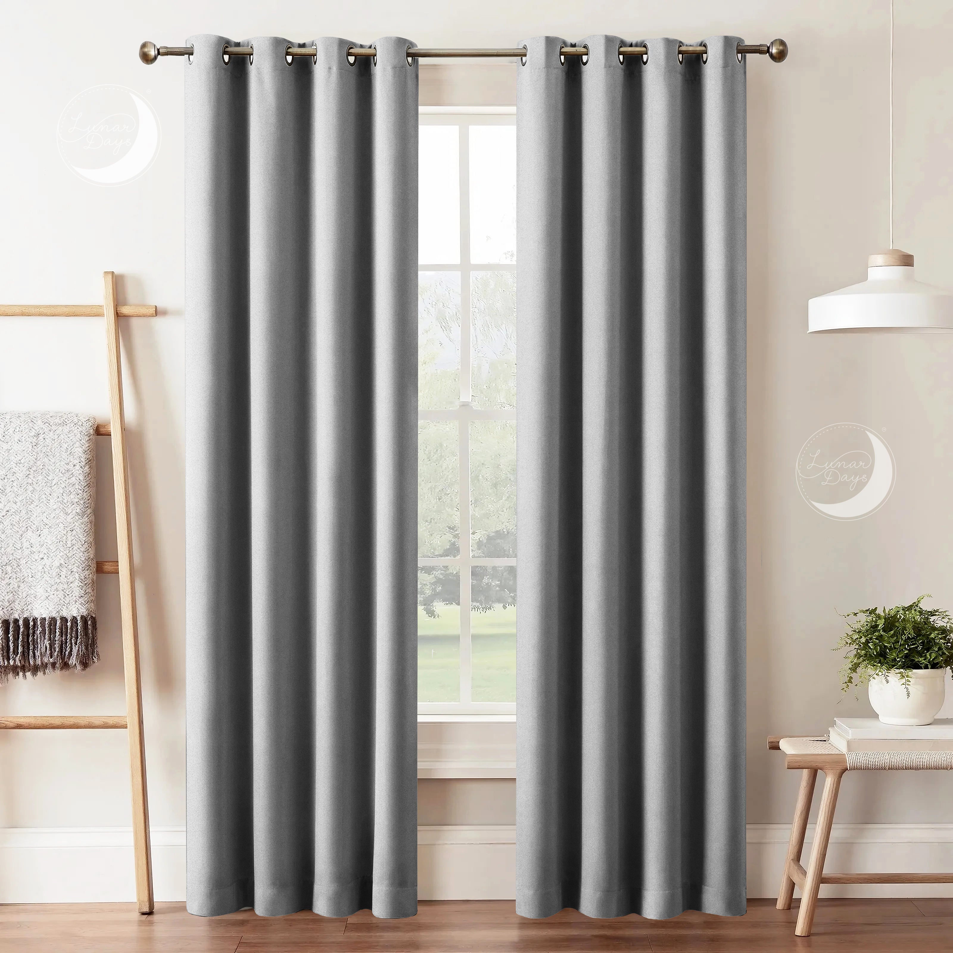 Lunar Days 100% Room Darkening Solid Blackout Curtains, Set of 2