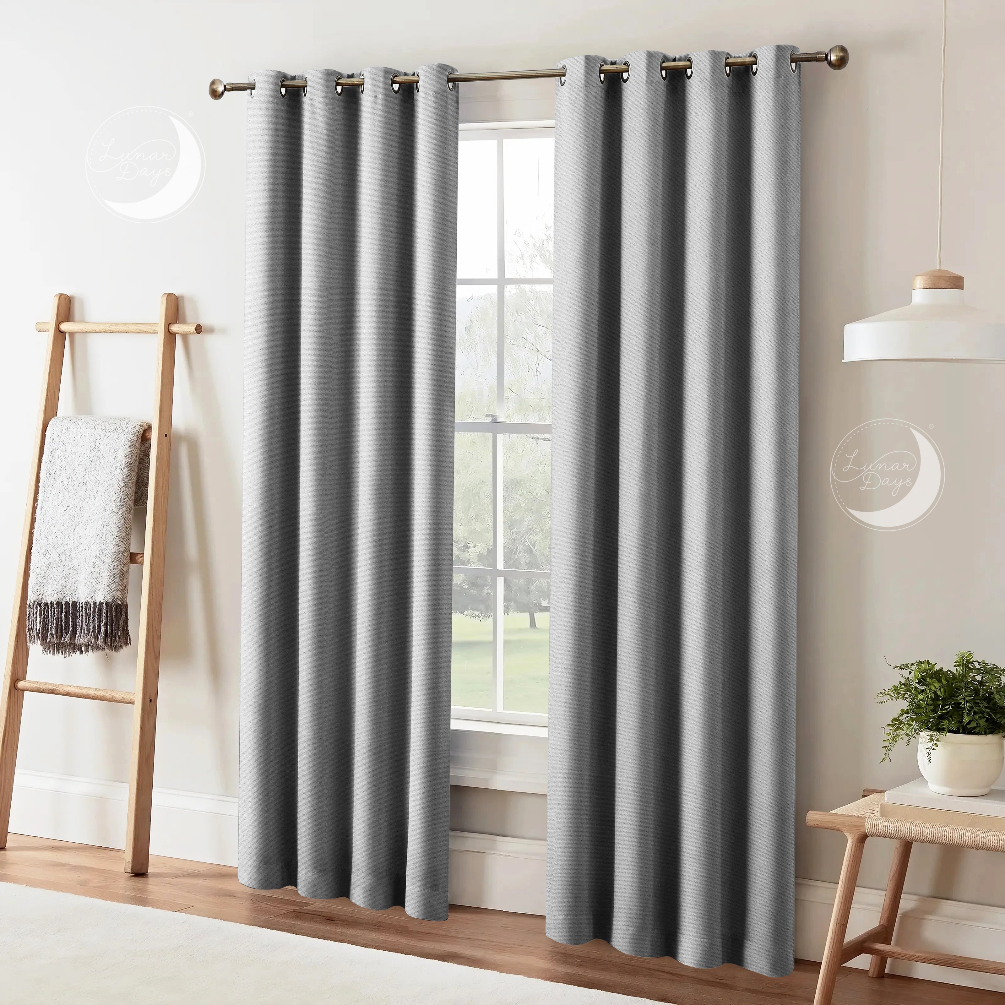 Lunar Days 100% Room Darkening Solid Blackout Curtains, Set of 2