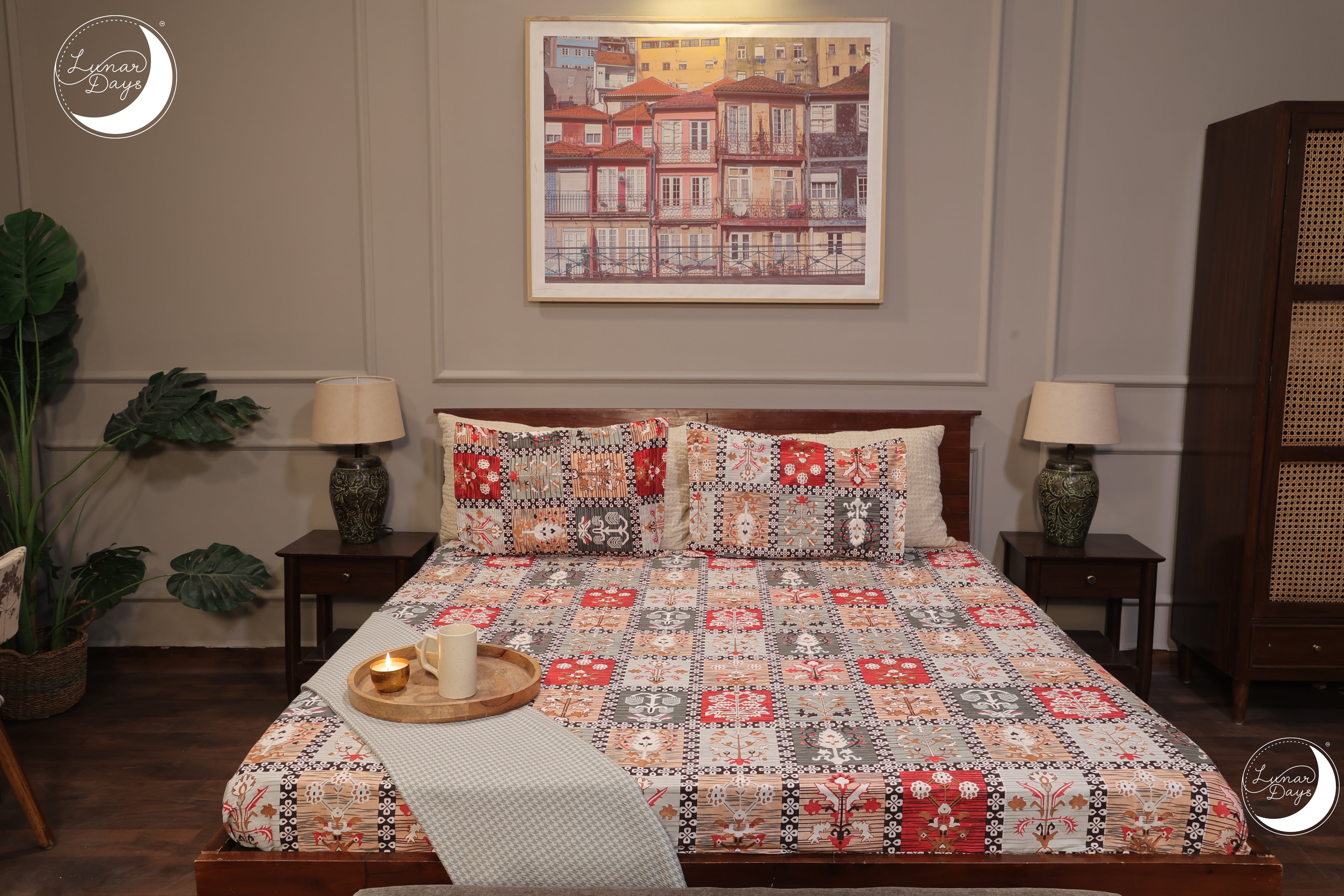 Lunar Days 200 TC Premium Microfiber Double Bedsheet with 2 Pillow Cover Breathable, Wrinkle Resistance, Durable & Fade Resistant