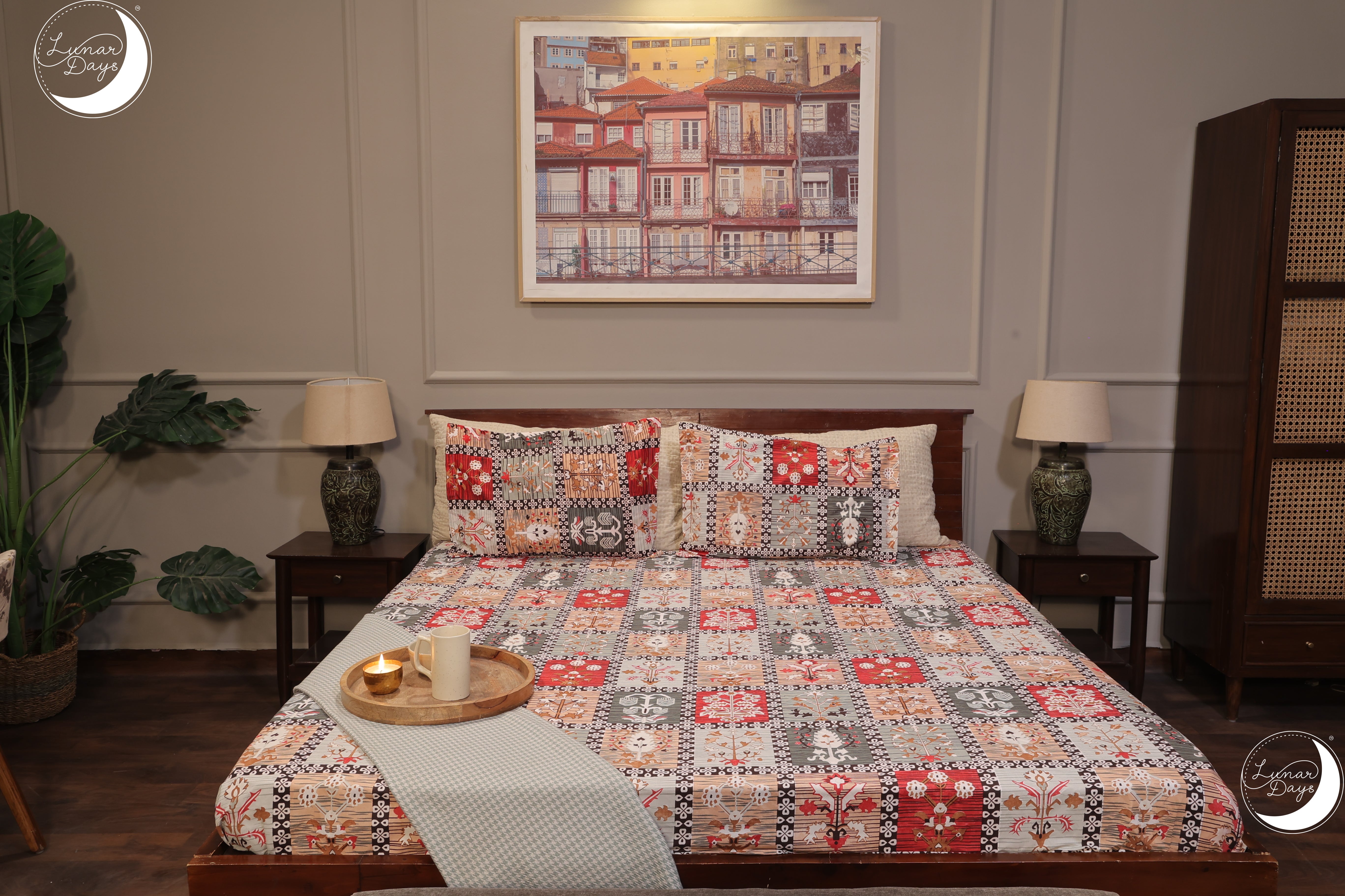 Lunar Days 200 TC Premium Microfiber Double Bedsheet with 2 Pillow Cover Breathable, Wrinkle Resistance, Durable & Fade Resistant