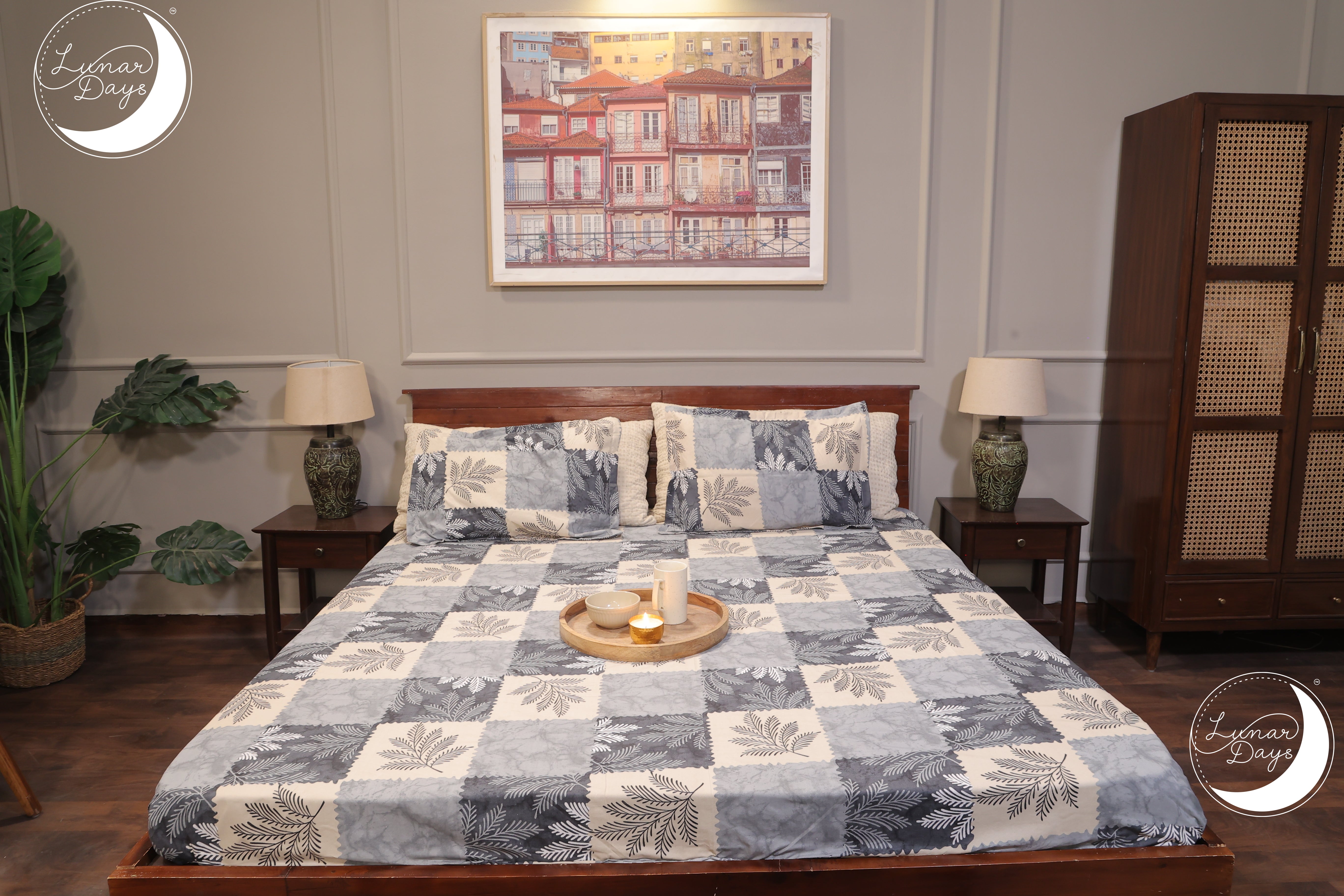 Lunar Days 200 TC Premium Microfiber Double Bedsheet with 2 Pillow Cover Breathable, Wrinkle Resistance, Durable & Fade Resistant