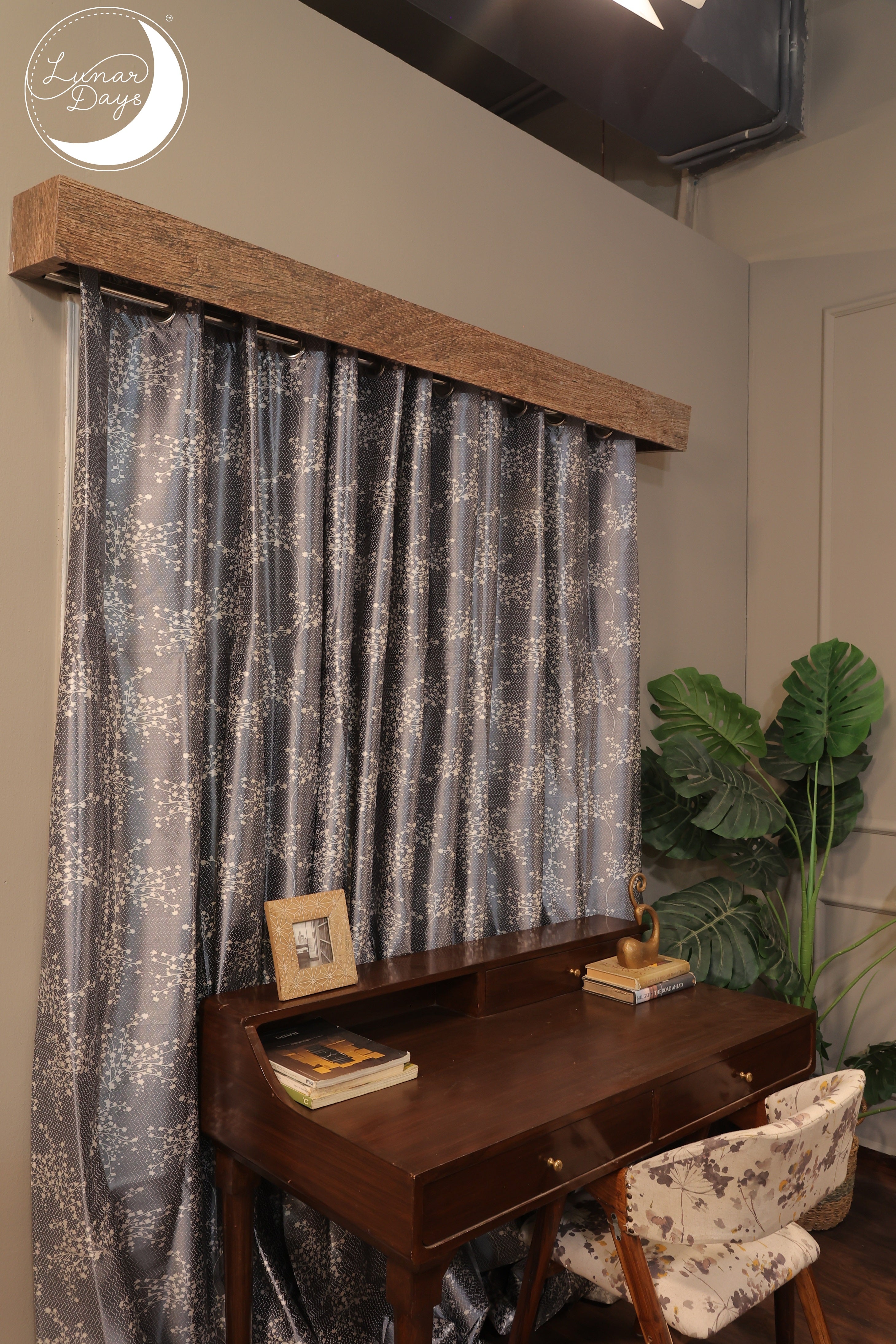 Lunar Days Polyester Room Darkening Door/Window Curtain for Living Room, Bedroom, Office,  - Set of 3 (Grey)