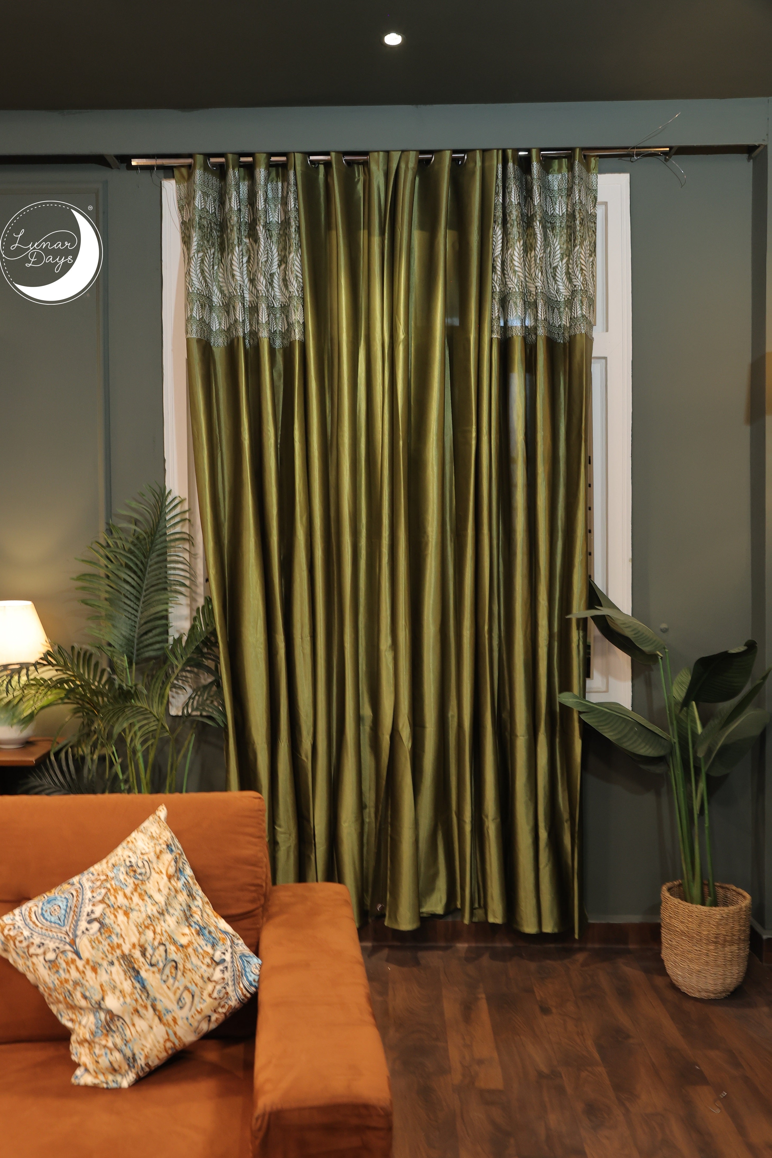 Lunar Days Polyester Room Darkening Door/Window Curtain for Living Room, Bedroom, Office Pack of 3  (Green)
