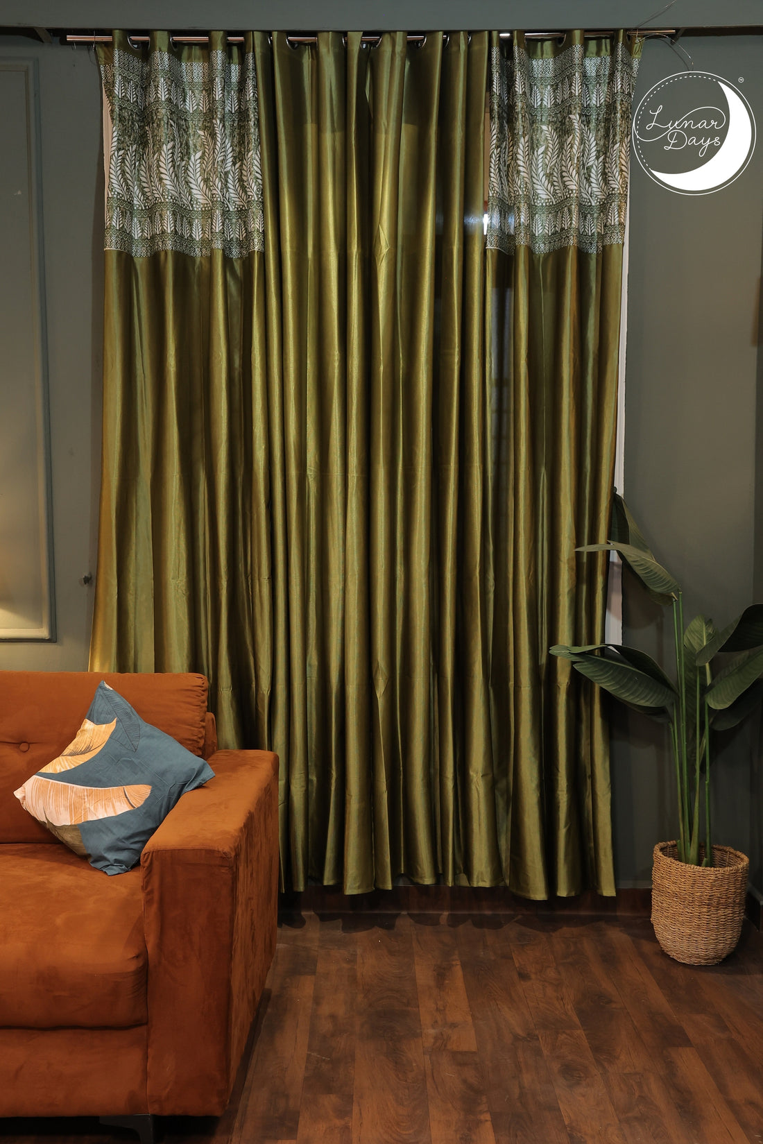 Lunar Days Polyester Room Darkening Door/Window Curtain for Living Room, Bedroom, Office Pack of 3  (Green)