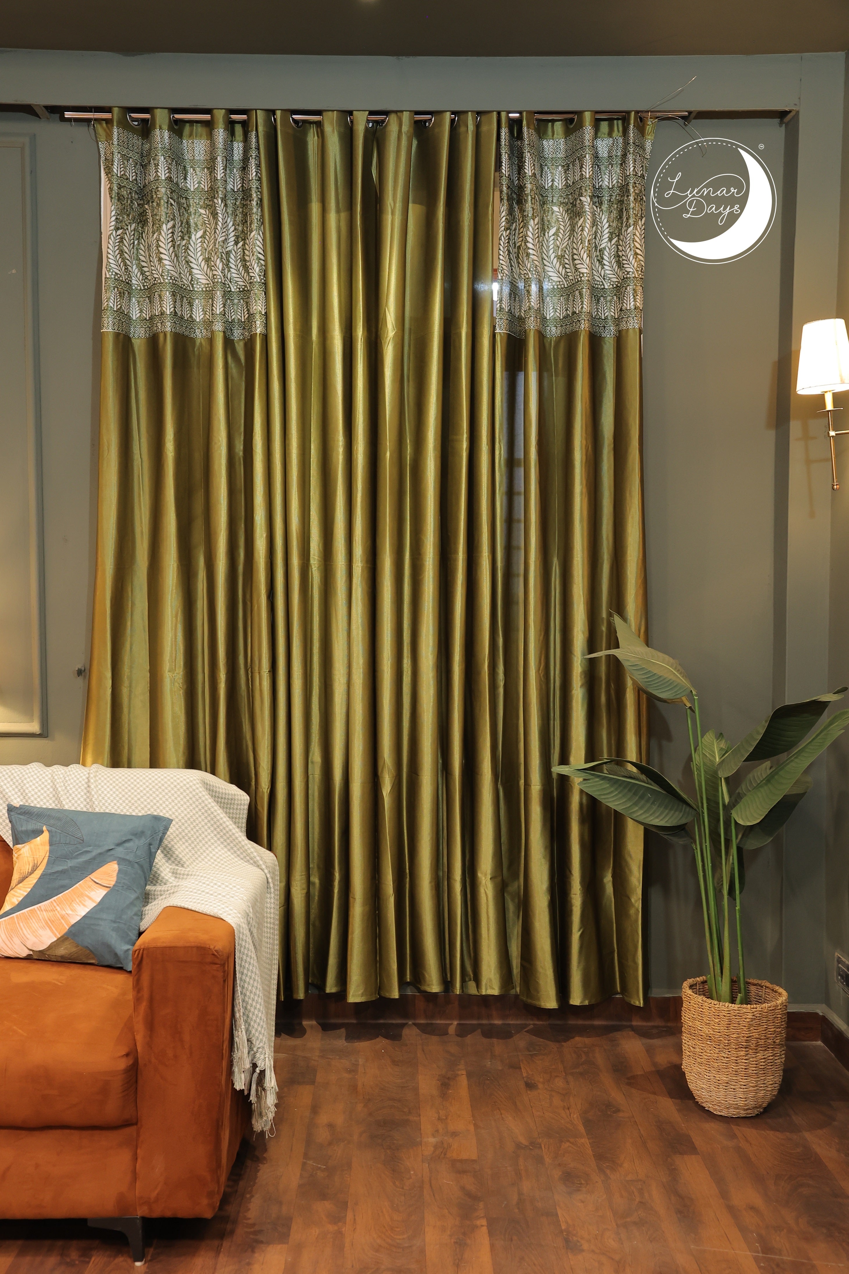 Lunar Days Polyester Room Darkening Door/Window Curtain for Living Room, Bedroom, Office Pack of 3  (Green)