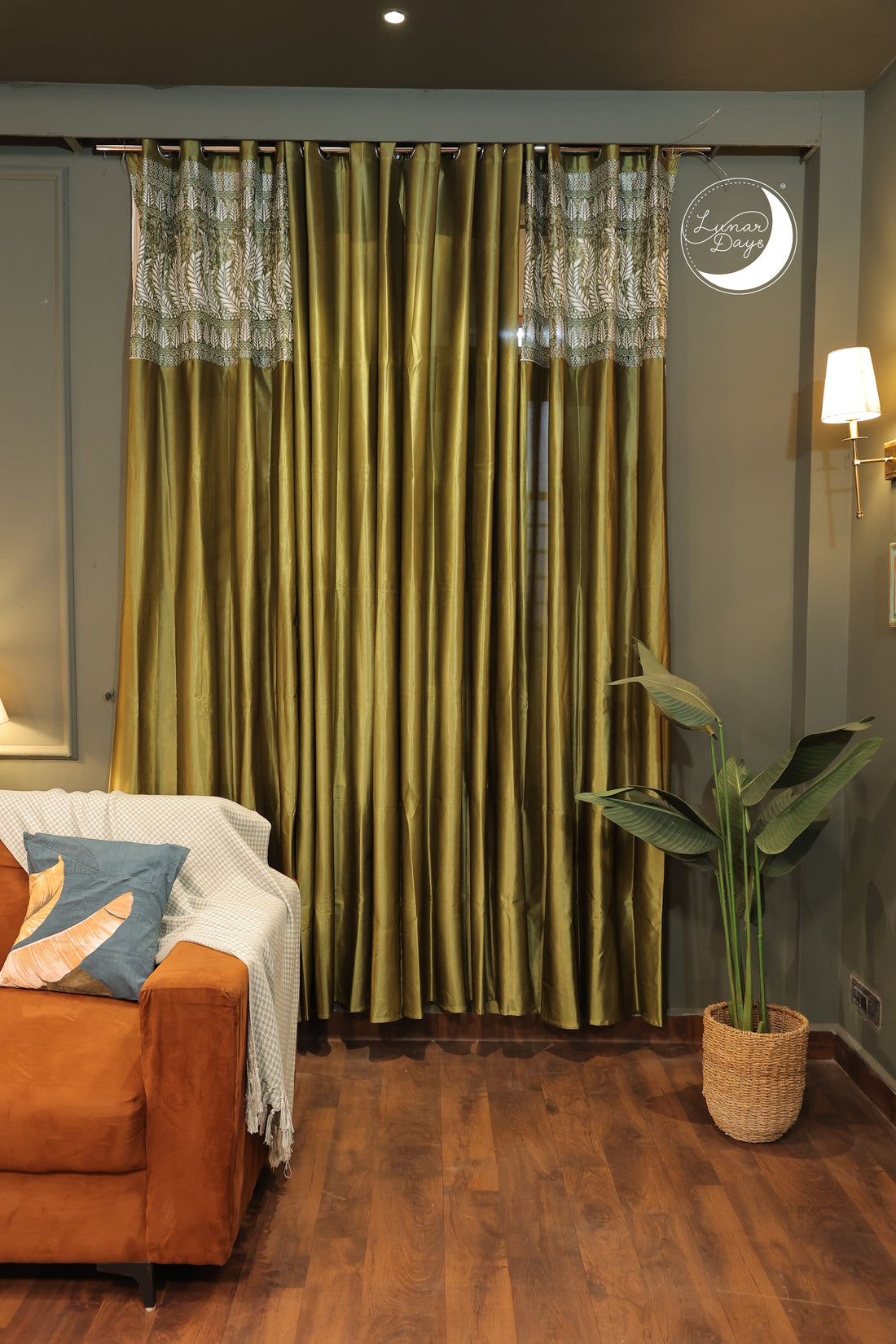Lunar Days Polyester Room Darkening Door/Window Curtain for Living Room, Bedroom, Office Pack of 3  (Green)