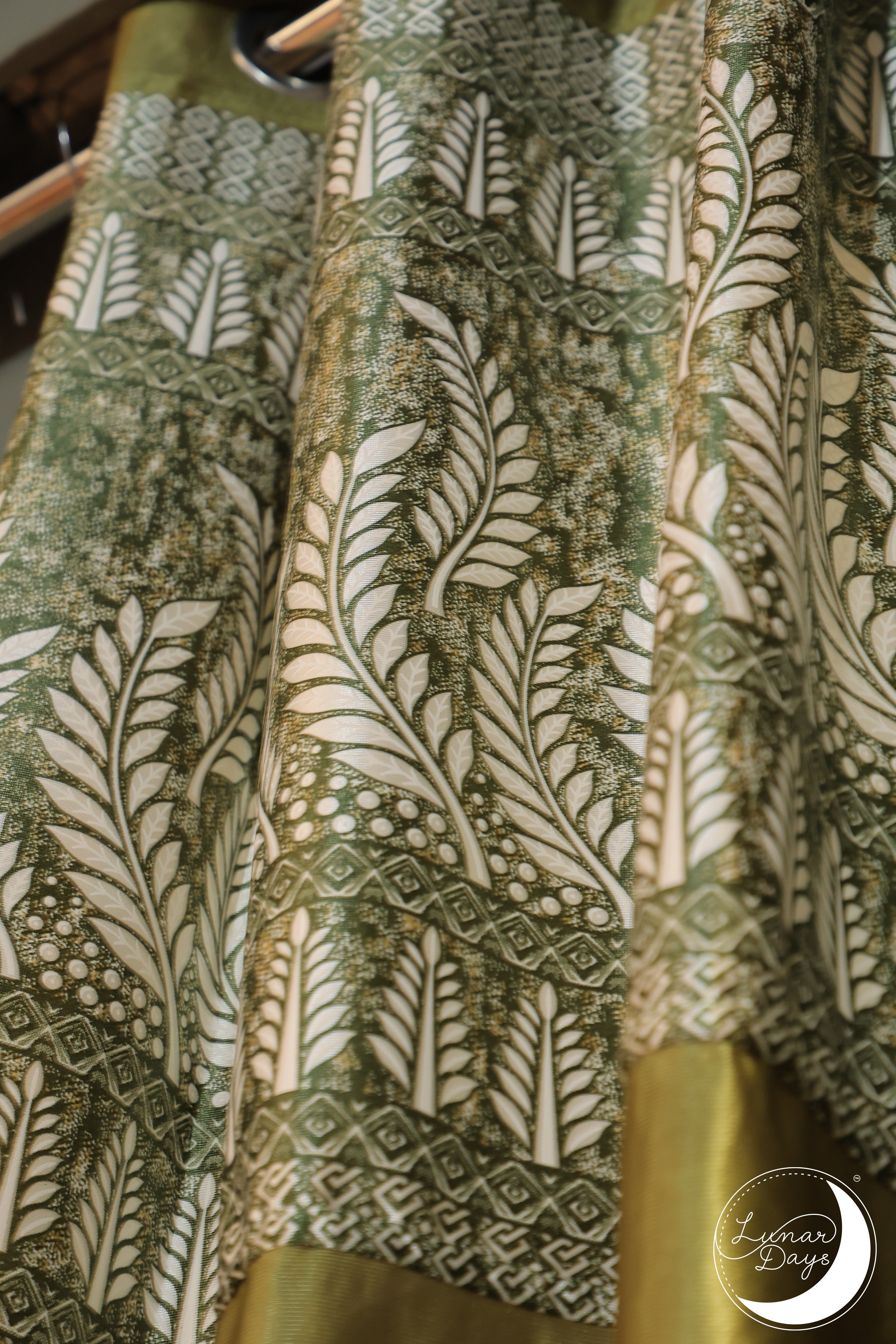 Lunar Days Polyester Room Darkening Door/Window Curtain for Living Room, Bedroom, Office Pack of 3  (Green)