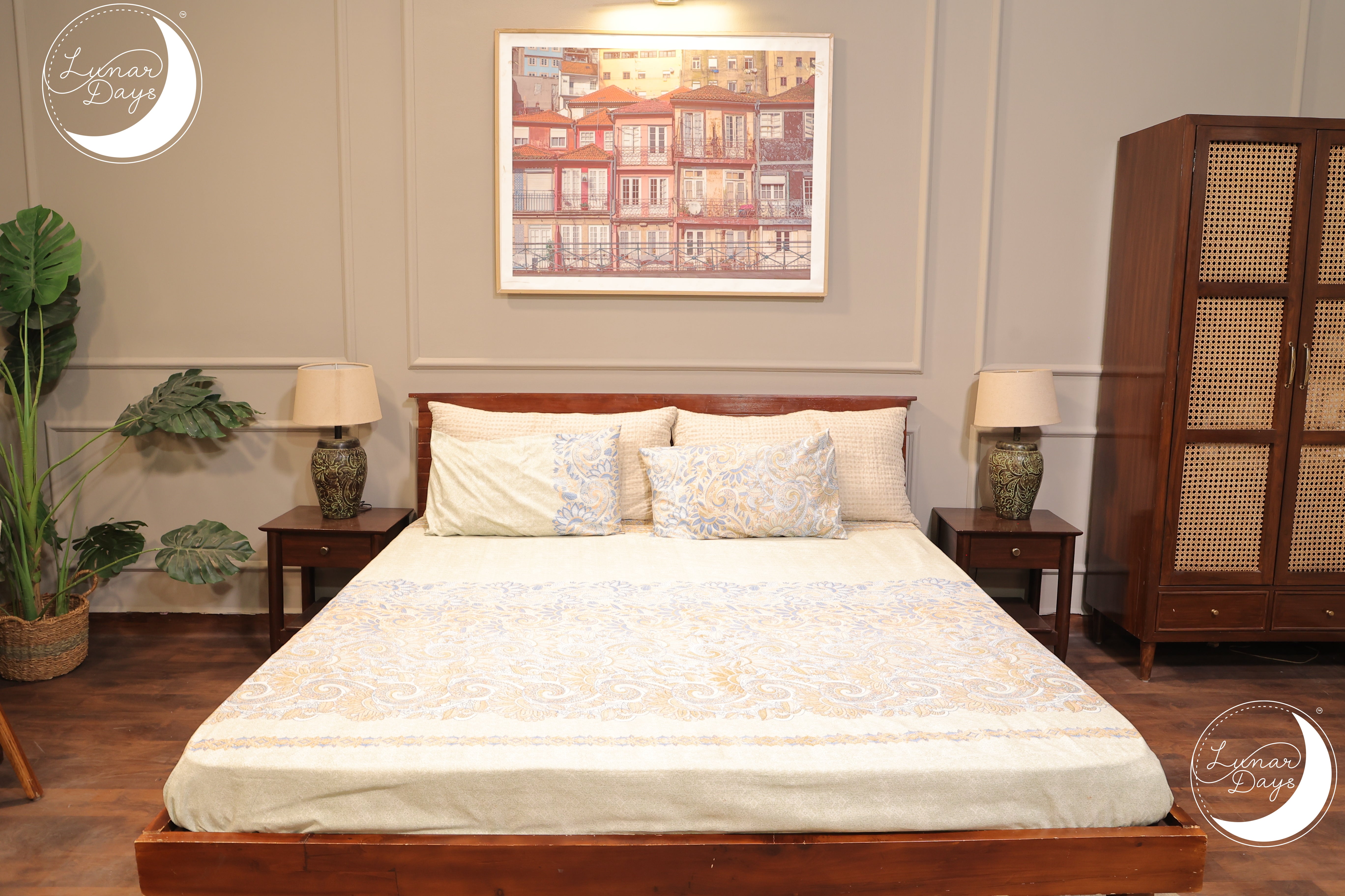 Lunar Days 200 TC Premium Microfiber Double Bedsheet with 2 Pillow Cover Breathable, Wrinkle Resistance, Durable & Fade Resistant