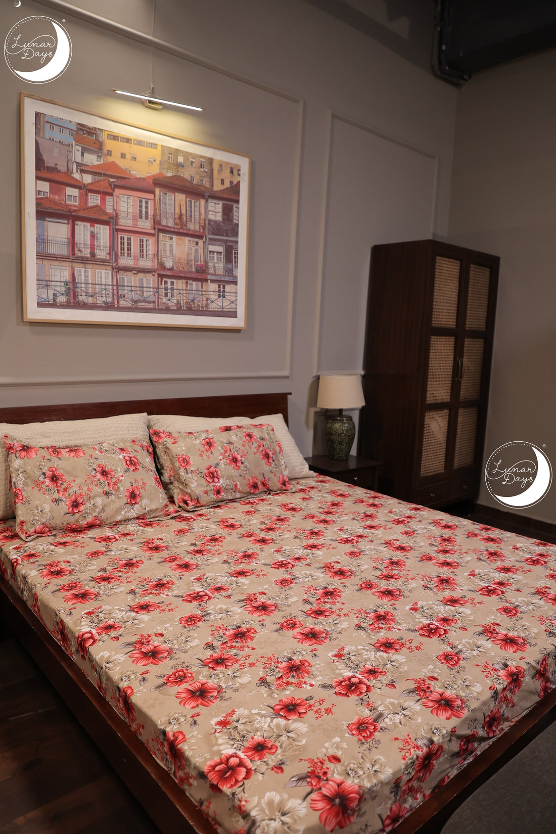 Lunar Days 200 TC Premium Microfiber Double Bedsheet with 2 Pillow Cover Breathable, Wrinkle Resistance, Durable & Fade Resistant