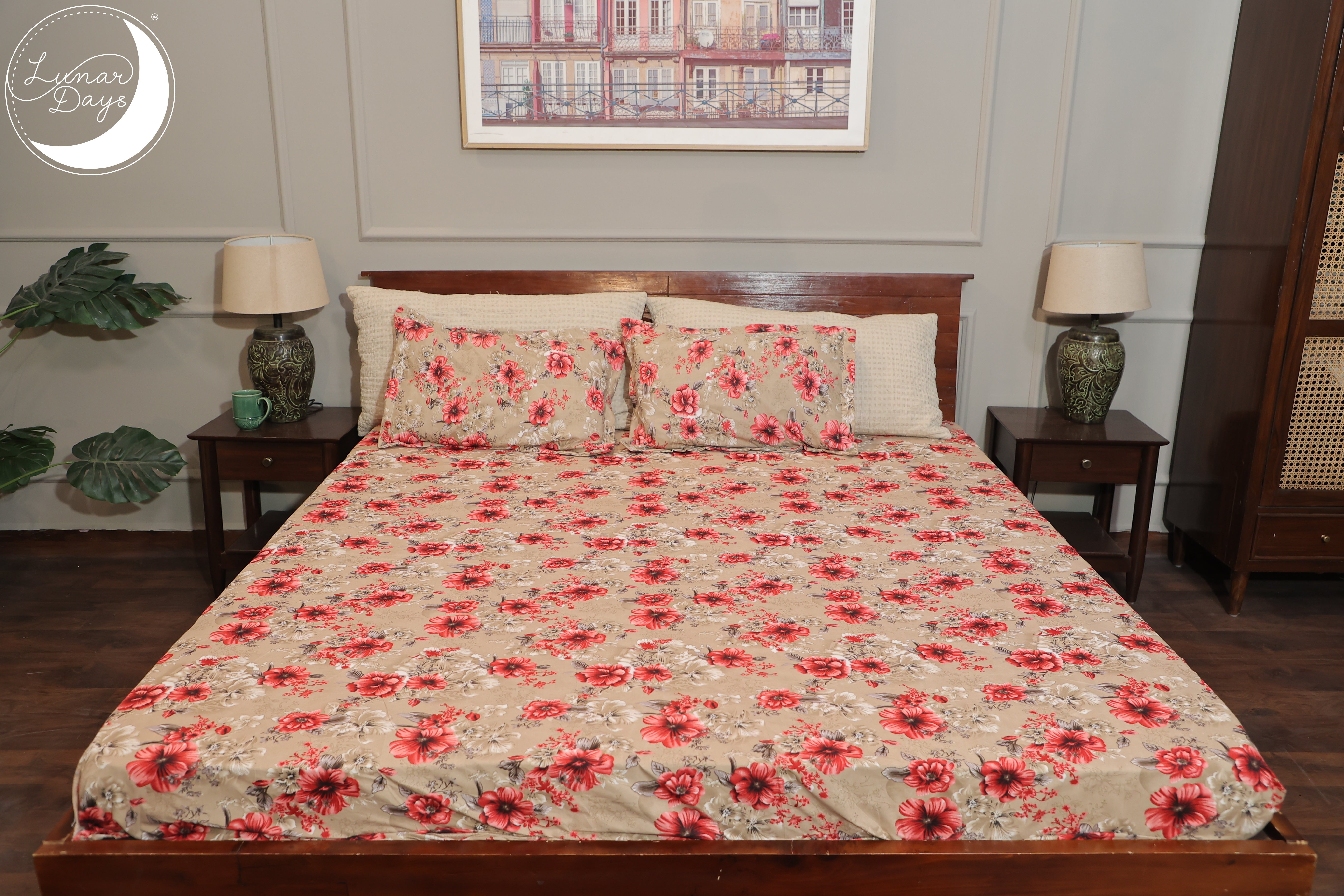 Lunar Days 200 TC Premium Microfiber Double Bedsheet with 2 Pillow Cover Breathable, Wrinkle Resistance, Durable & Fade Resistant