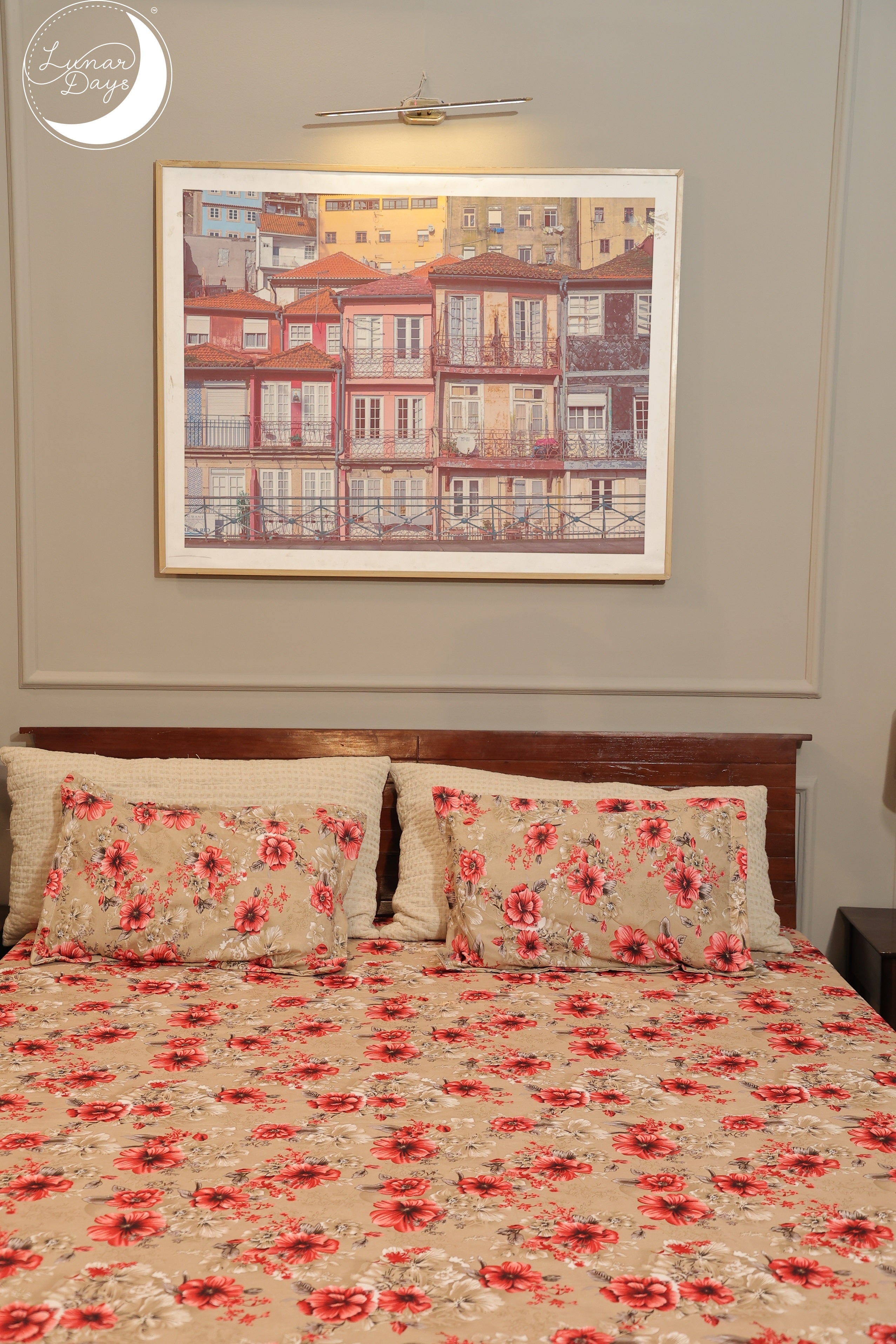 Lunar Days 200 TC Premium Microfiber Double Bedsheet with 2 Pillow Cover Breathable, Wrinkle Resistance, Durable & Fade Resistant