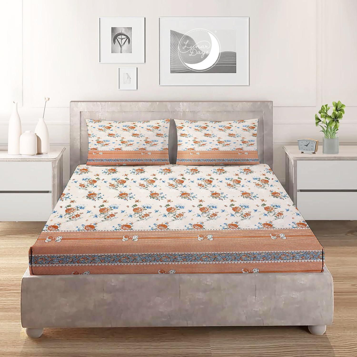 Lunar Days 200 TC Premium Microfiber Double Bedsheet with 2 Pillow Cover Breathable, Wrinkle Resistance, Durable & Fade Resistant