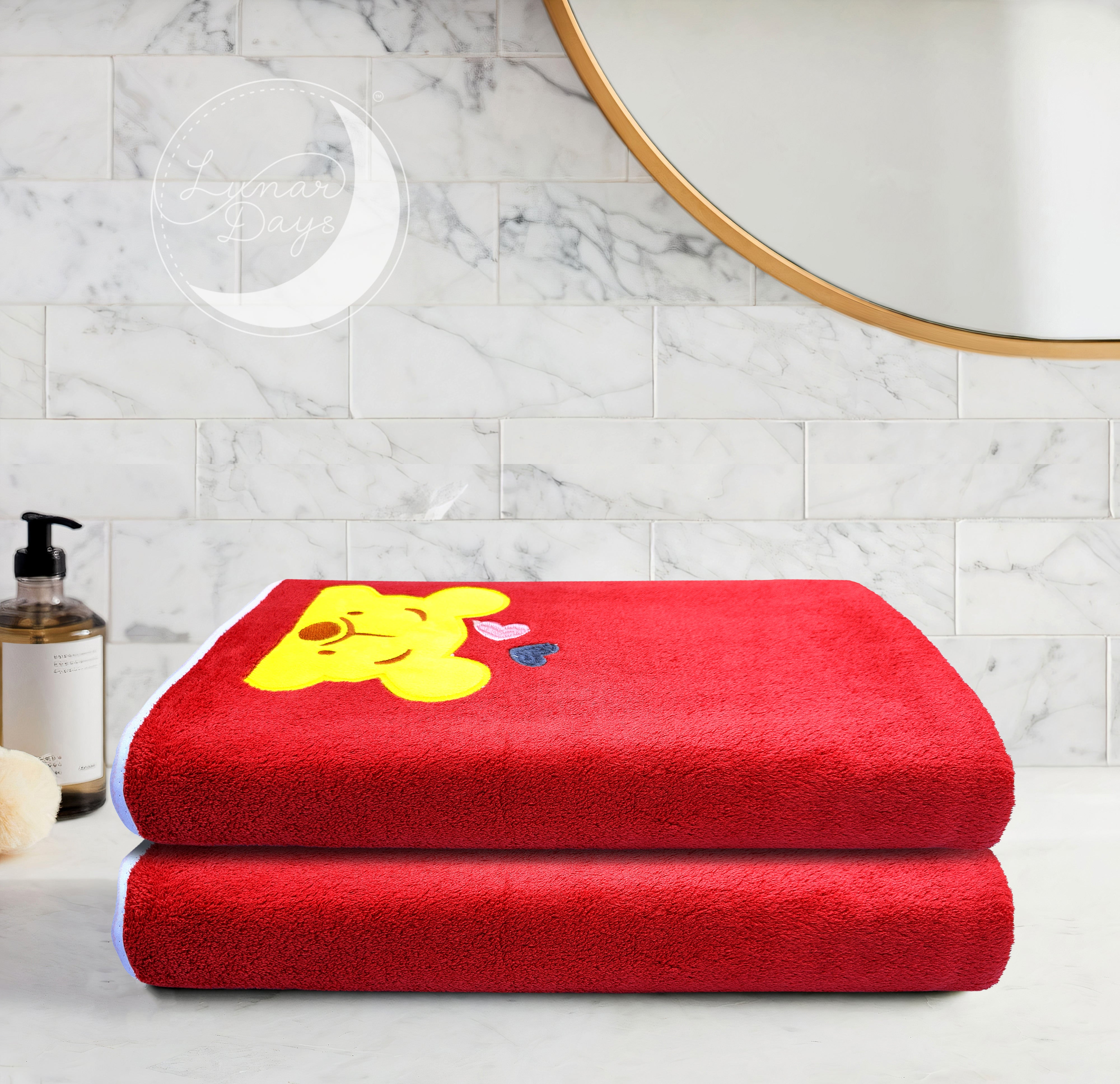 Lunar Days 350 GSM Microfiber Kids Bath Towel with Hanging Loop