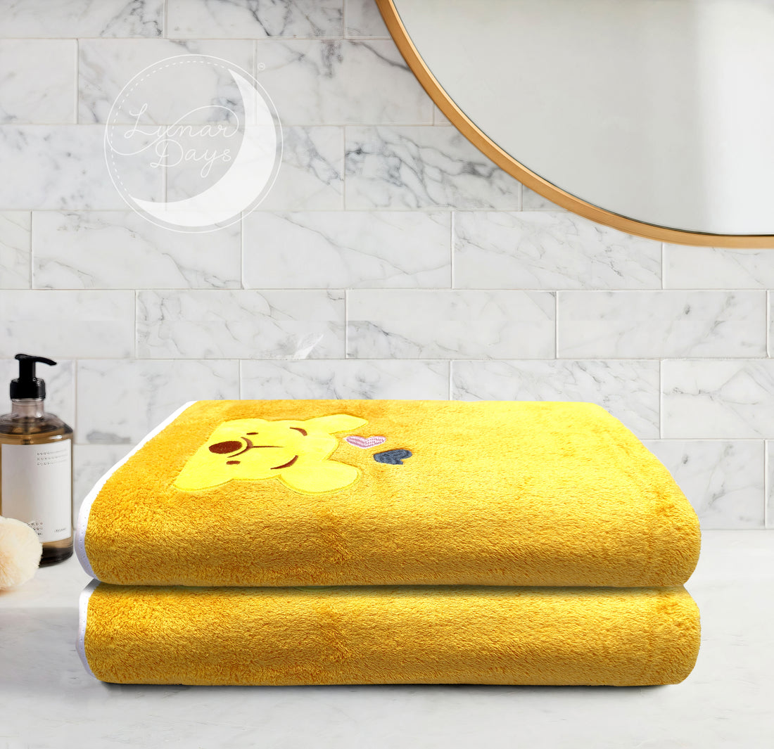 Lunar Days 350 GSM Microfiber Kids Bath Towel with Hanging Loop