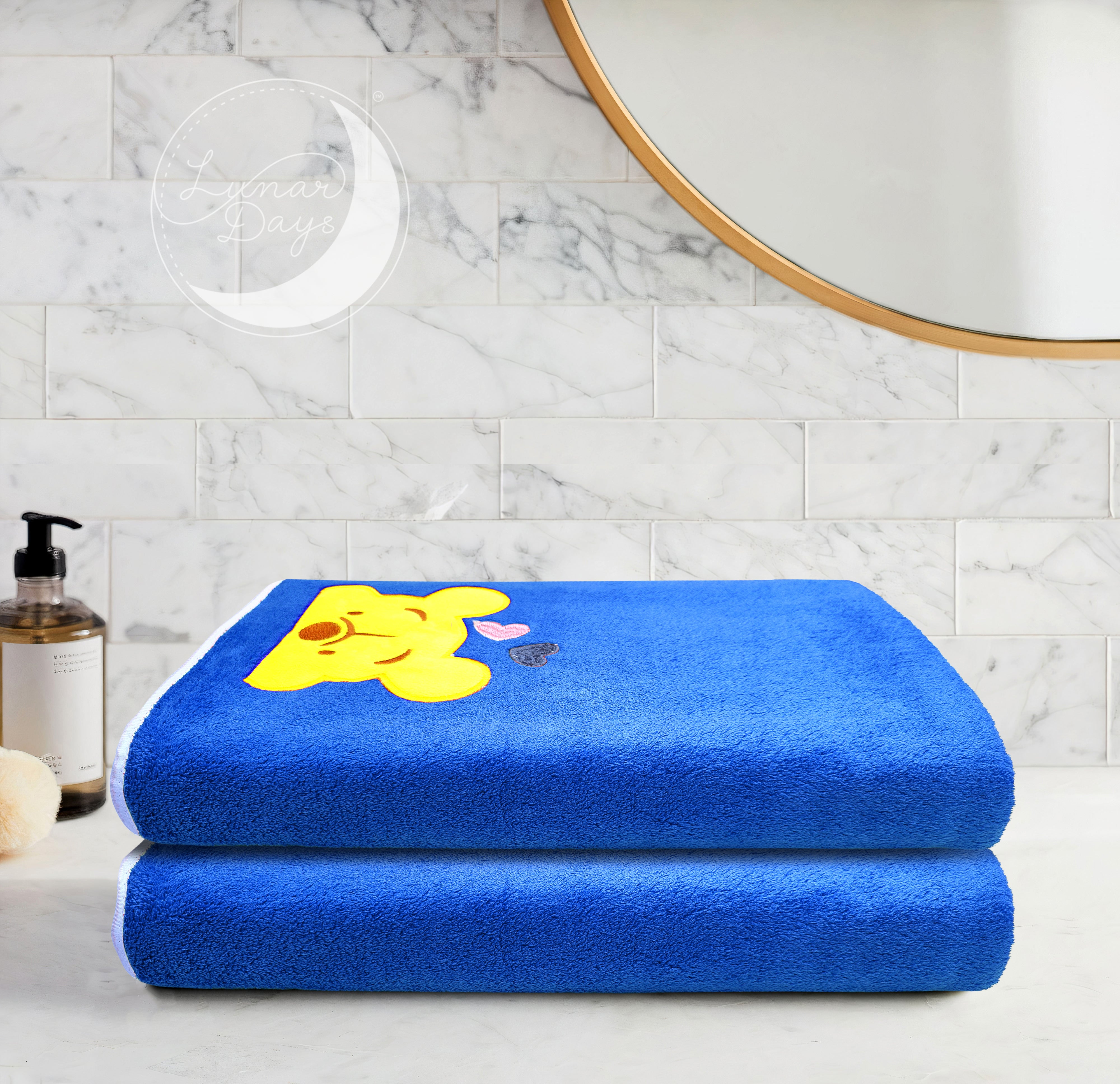 Lunar Days 350 GSM Microfiber Kids Bath Towel with Hanging Loop
