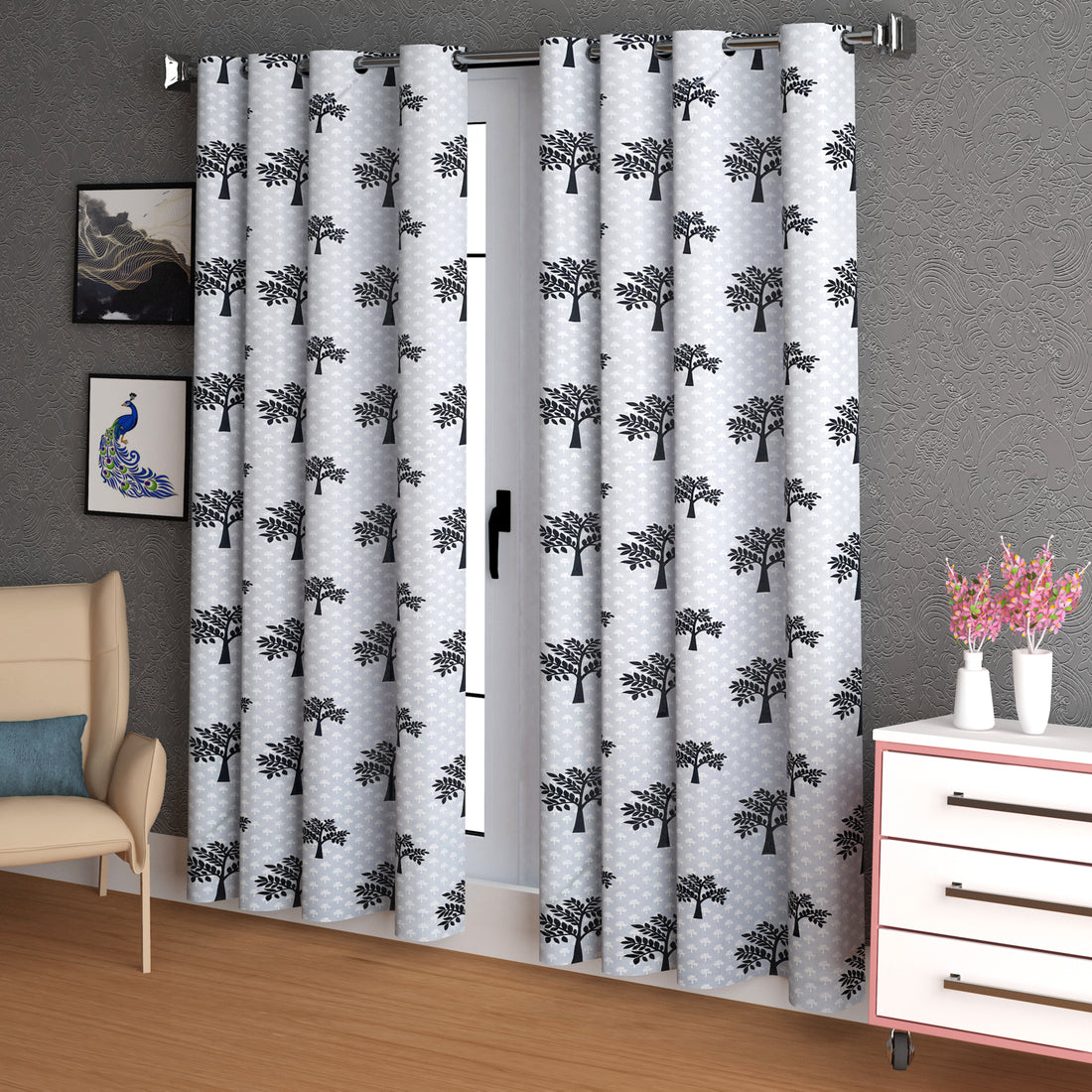 Lunar Days Full Moon Eyelet Curtain Tree Print